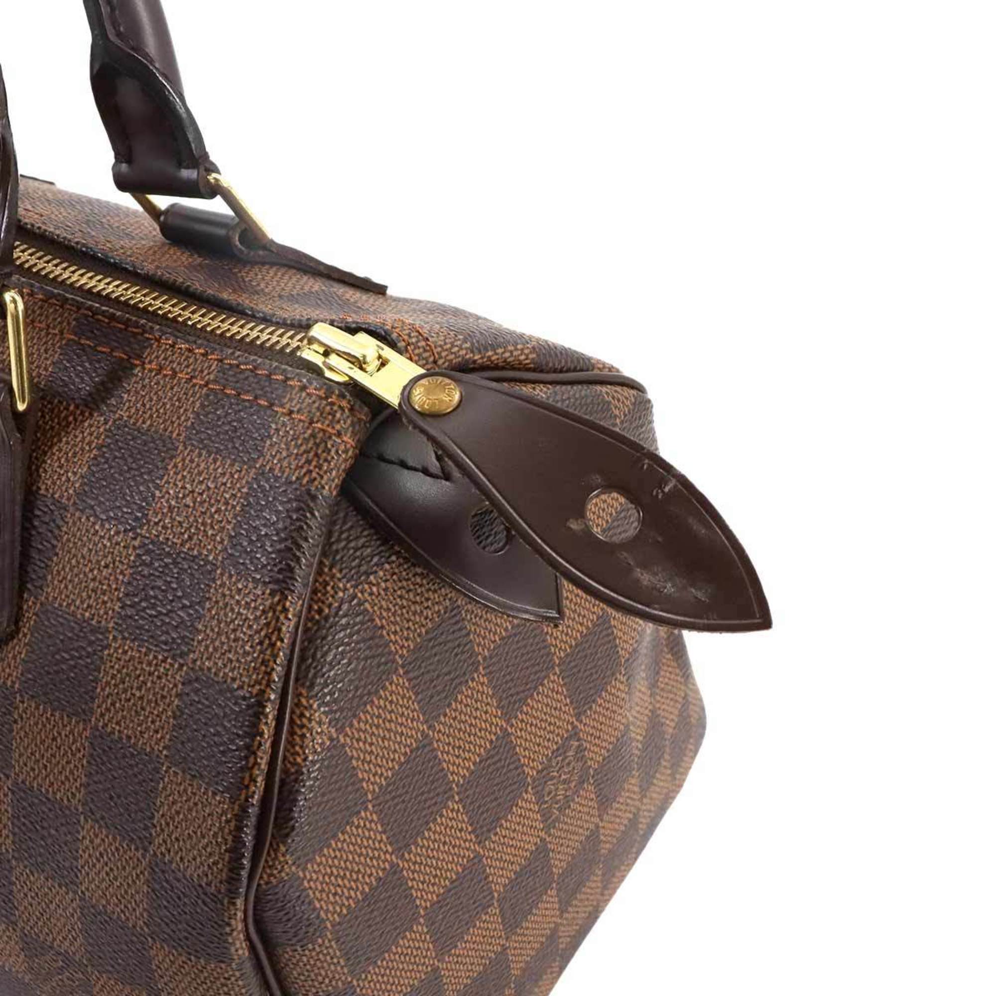 Louis Vuitton Damier Speedy 25 Handbag Ebene Brown N41532 Gold Hardware