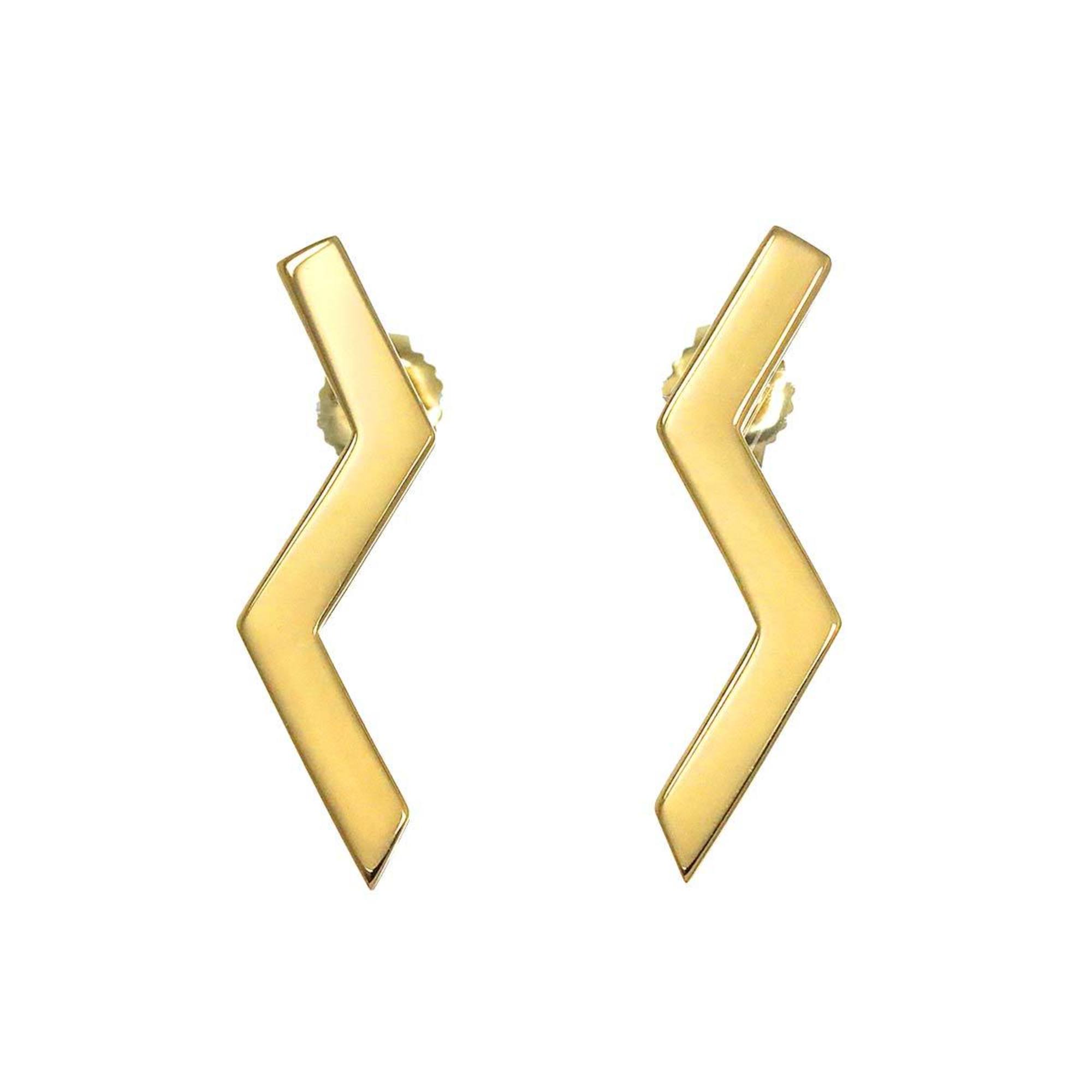 Tiffany & Co. Zigzag Earrings K18 YG Yellow Gold 750 Pierced