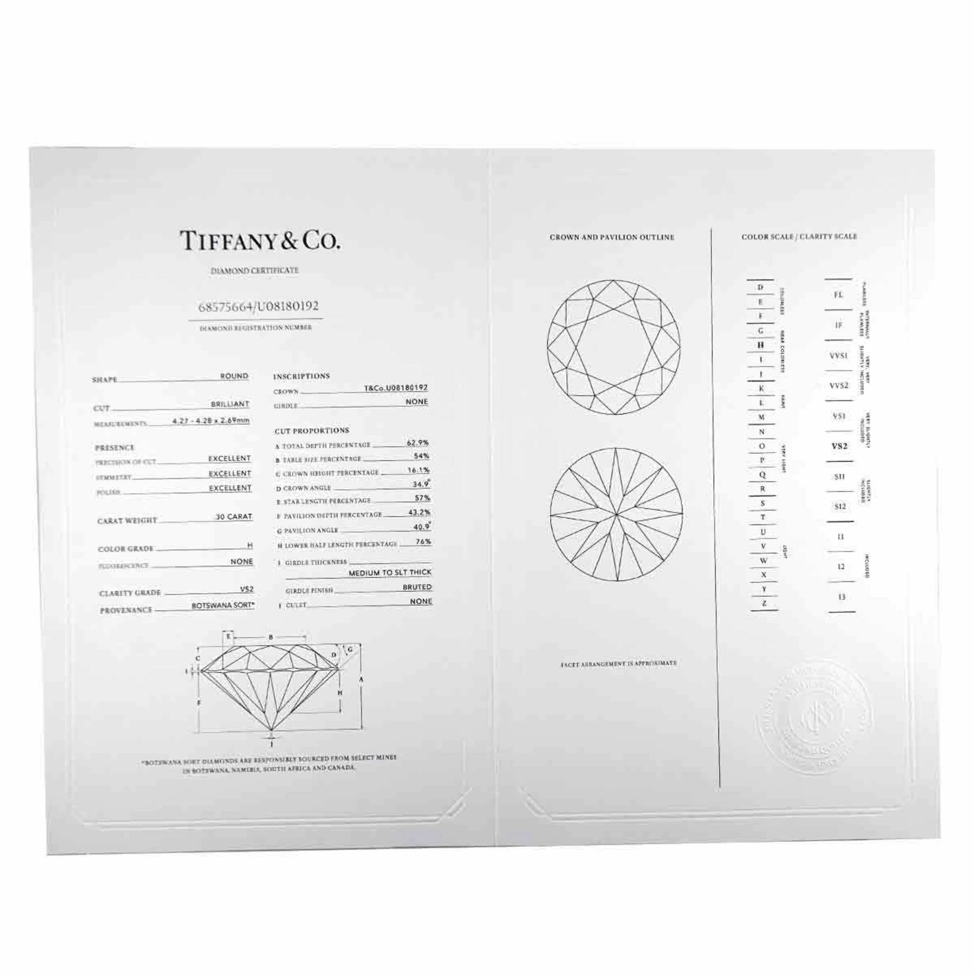 Tiffany & Co. Harmony Diamond 0.30ct H VS2 3EX Ring Pt Platinum