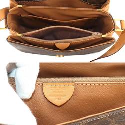 CELINE Macadam Shoulder Bag Leather Brown Gold Hardware