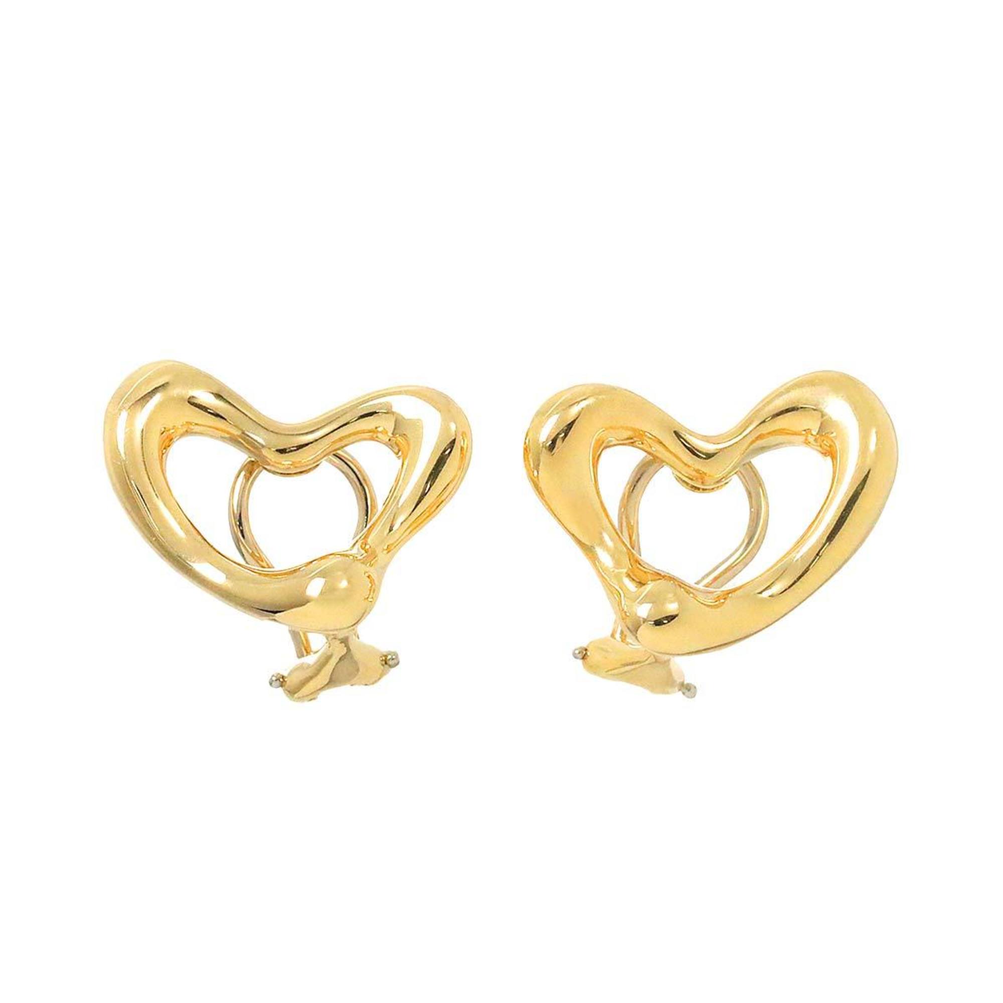 Tiffany & Co. Heart Earrings K18 YG Yellow Gold 750 Open Clip-on