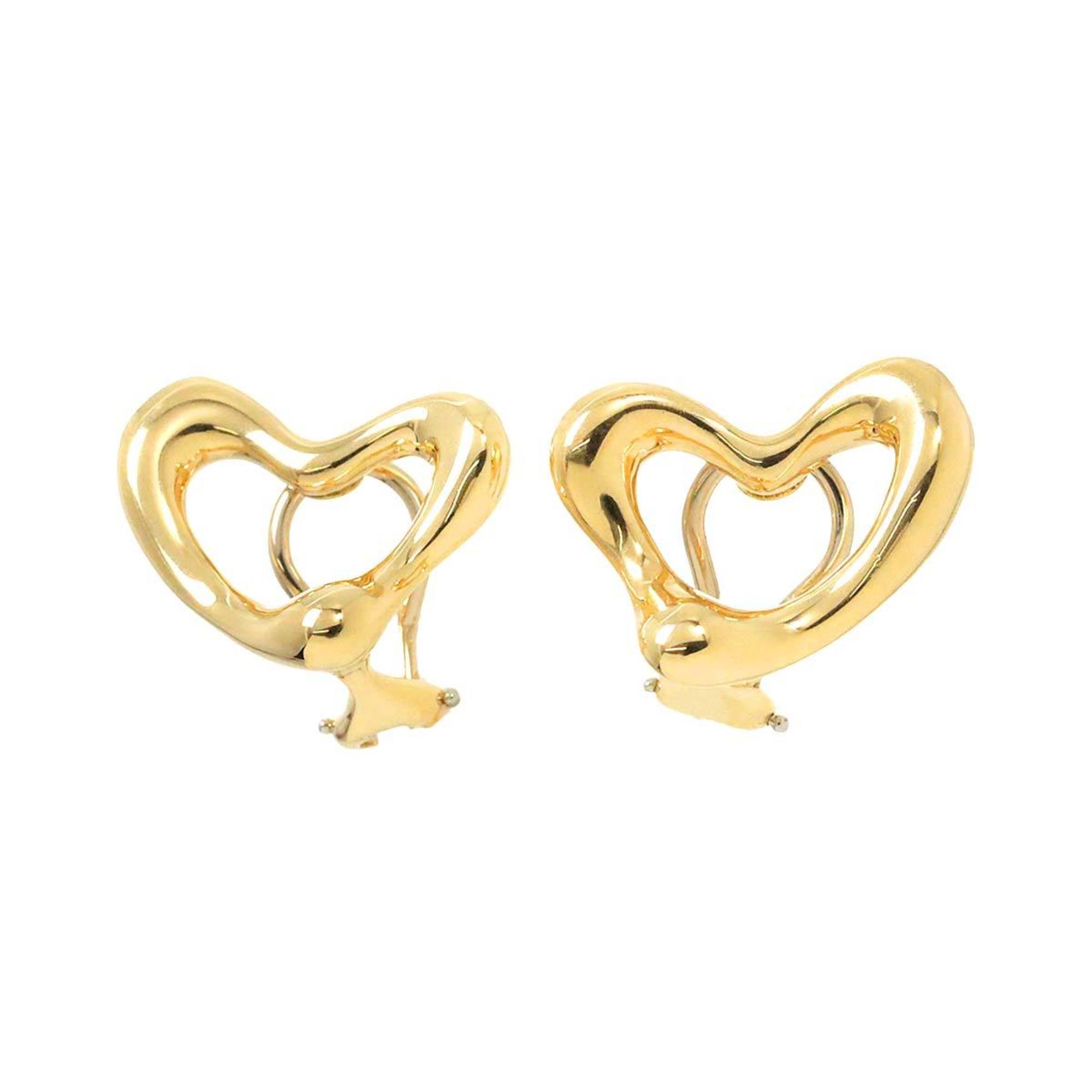 Tiffany & Co. Heart Earrings K18 YG Yellow Gold 750 Open Clip-on