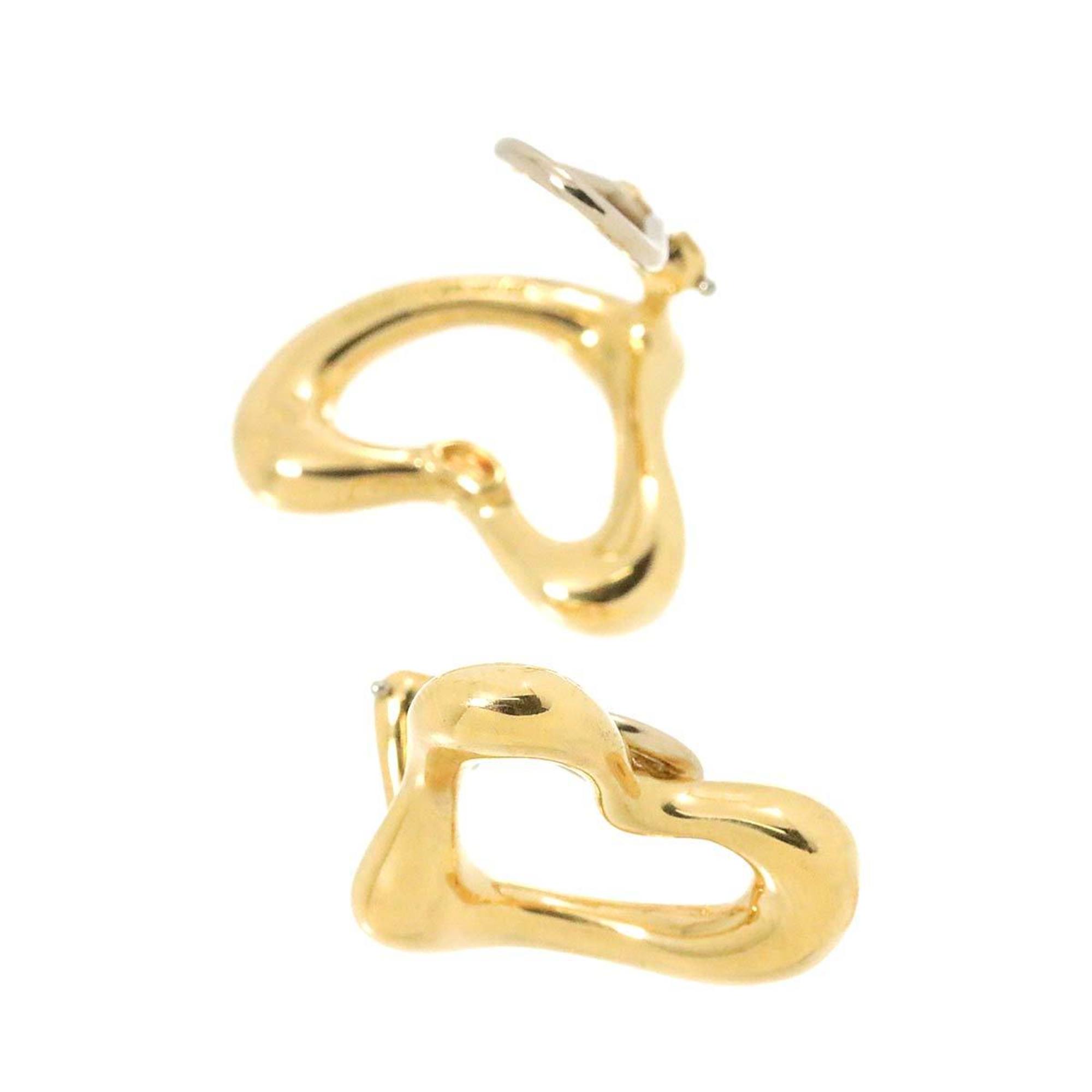 Tiffany & Co. Heart Earrings K18 YG Yellow Gold 750 Open Clip-on