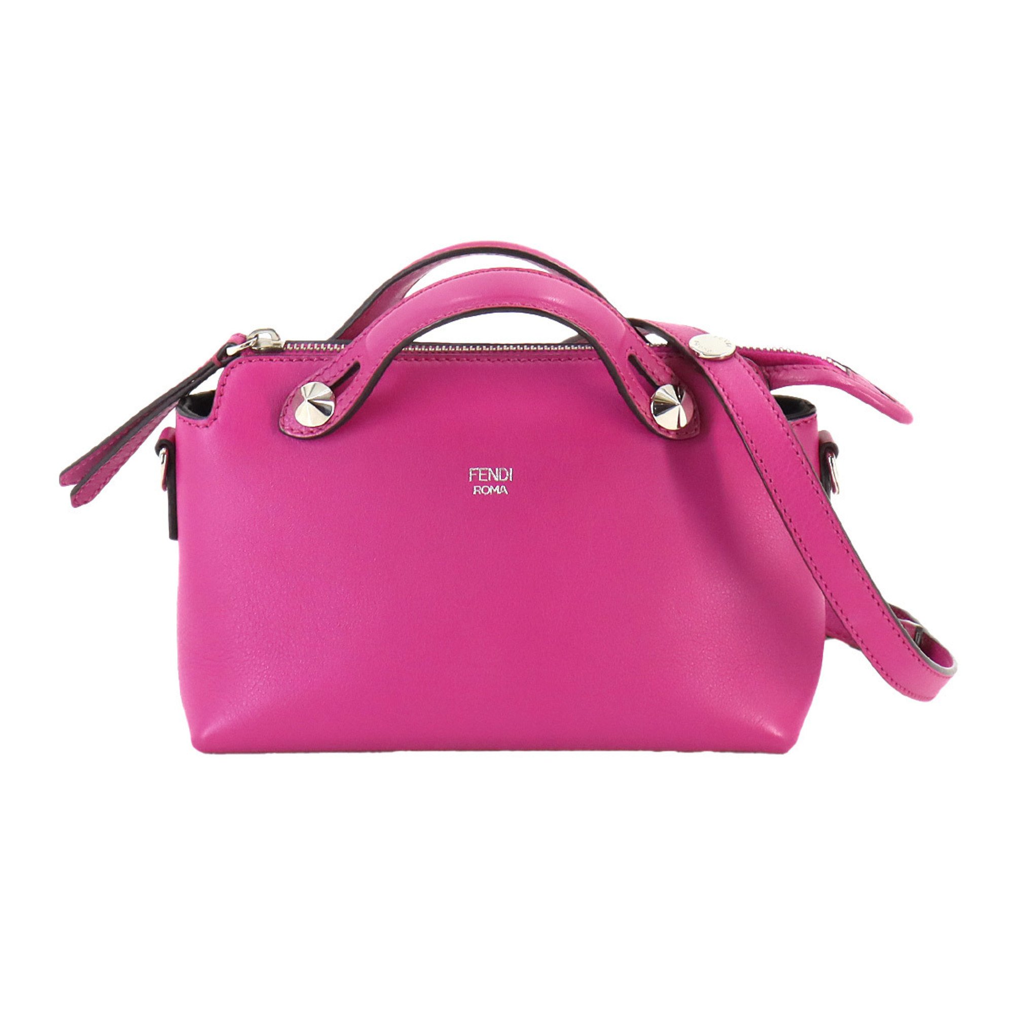 FENDI By The Way 2way Hand Shoulder Bag Leather Pink 8BL135 Mini