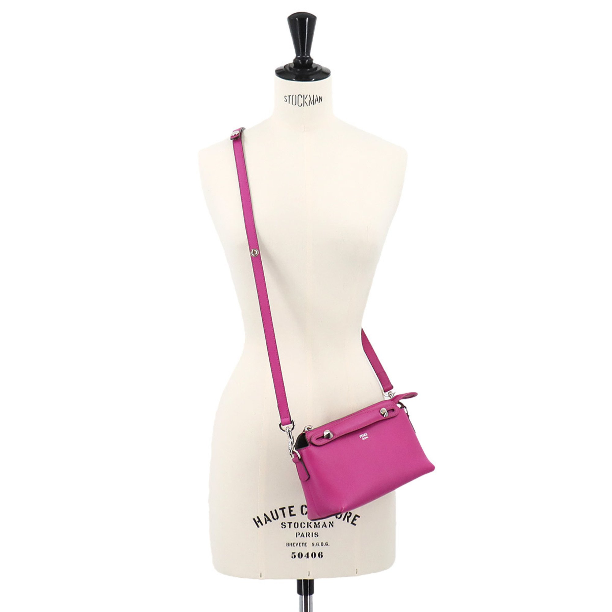 FENDI By The Way 2way Hand Shoulder Bag Leather Pink 8BL135 Mini