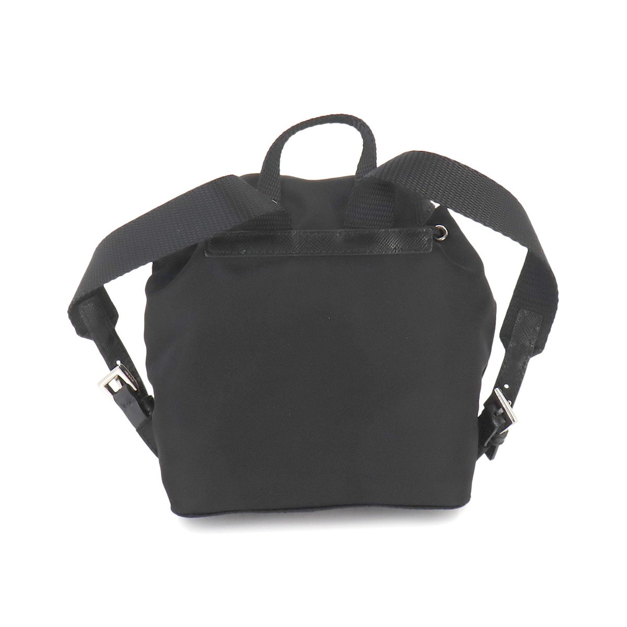 PRADA Backpack-style chain shoulder bag, nylon, leather, nero, silver hardware, BZ0029 Chain Shoulder Bag