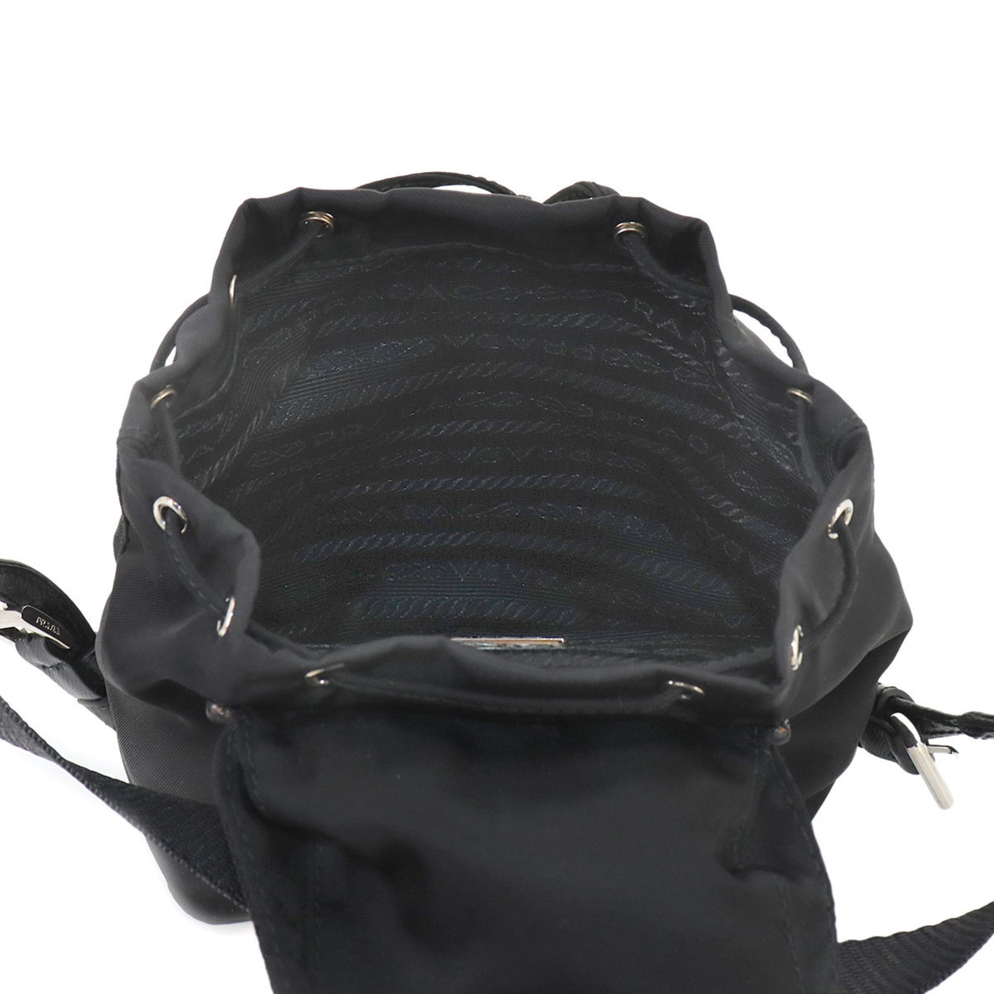 PRADA Backpack-style chain shoulder bag, nylon, leather, nero, silver hardware, BZ0029 Chain Shoulder Bag