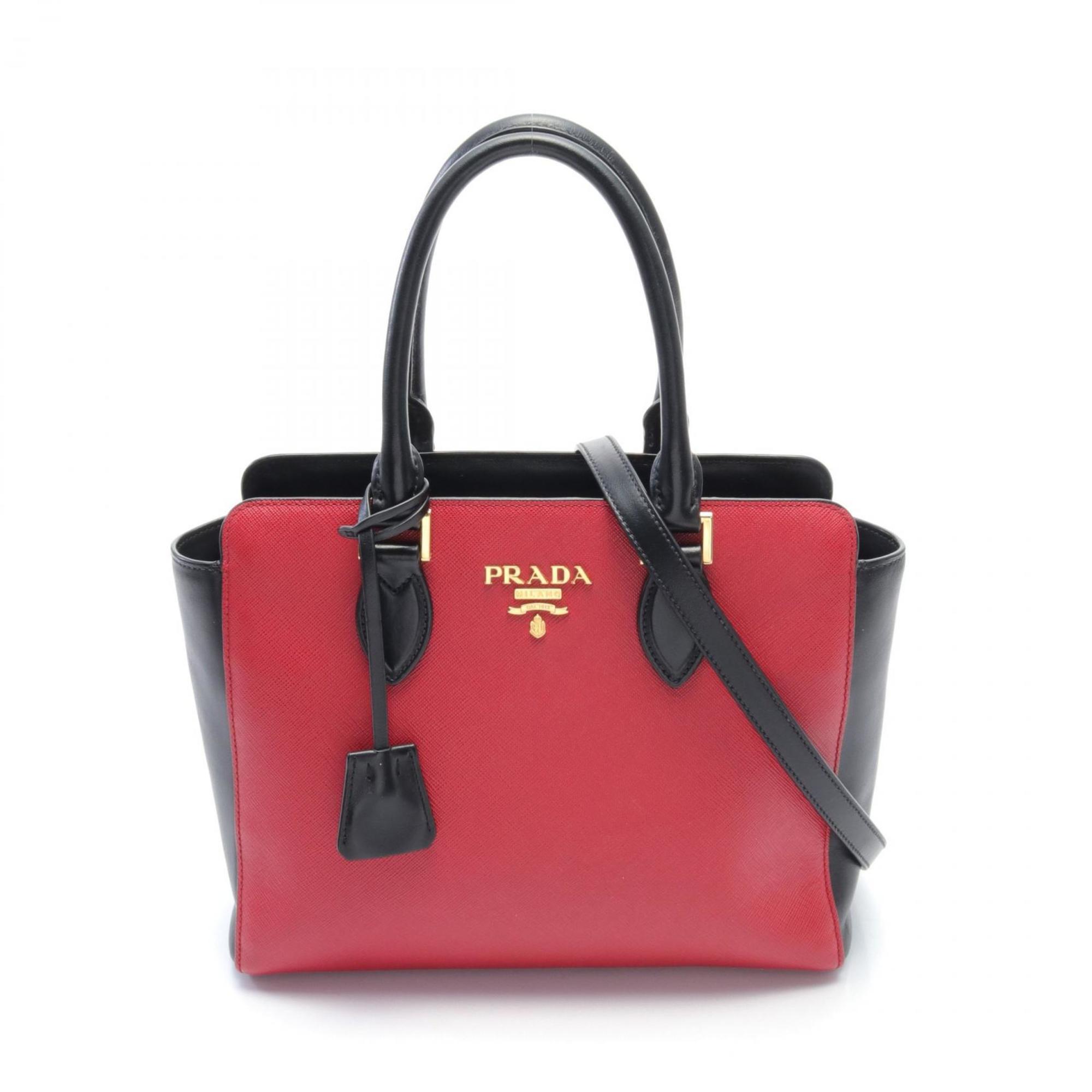 PRADA handbag bag leather ladies red black