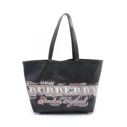 Burberry Large Doodle Tote Bag Canvas Leather Men's Women's Black Beige Multicolor