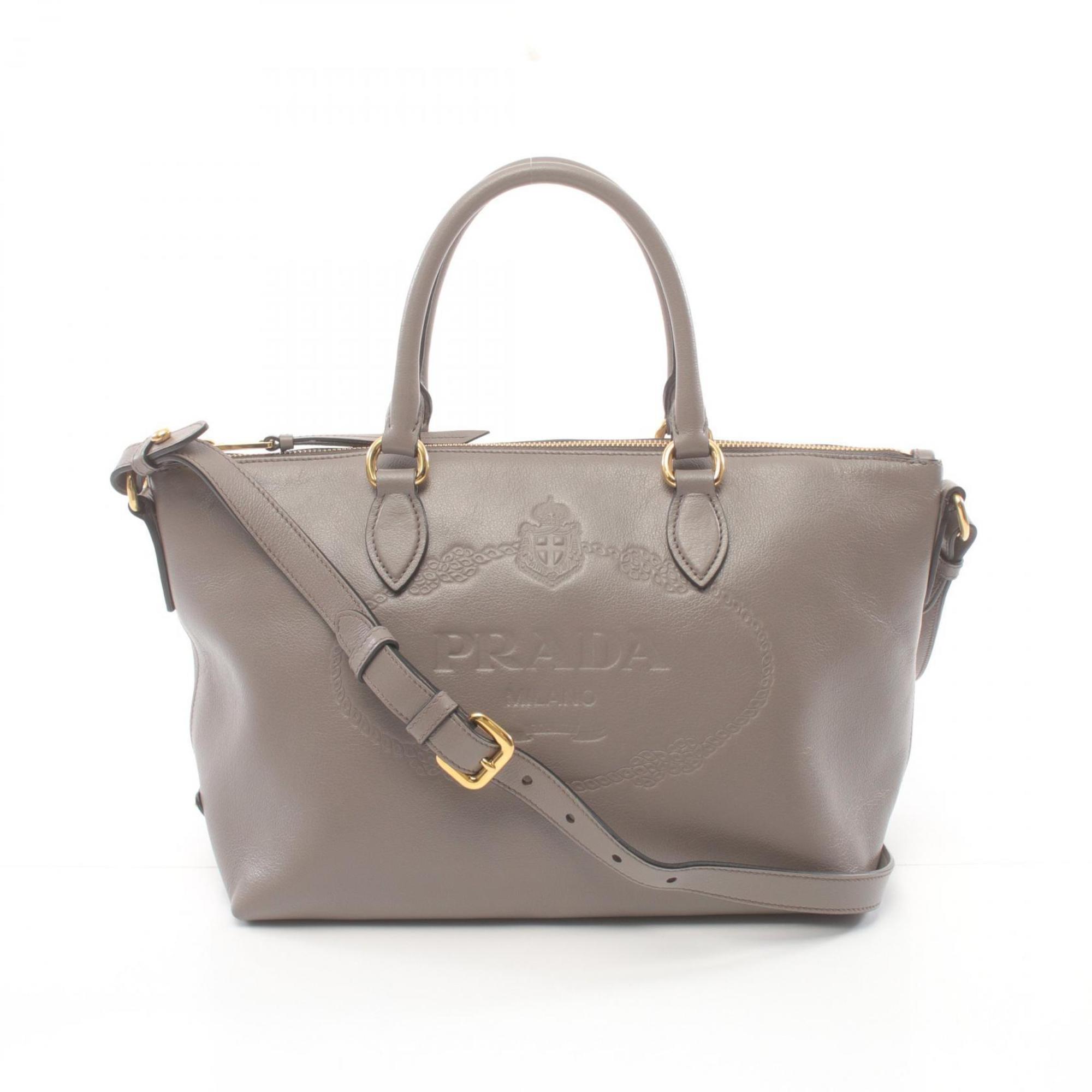 PRADA BORSA A MANO handbag, leather bag, women's, grey, 1BA104