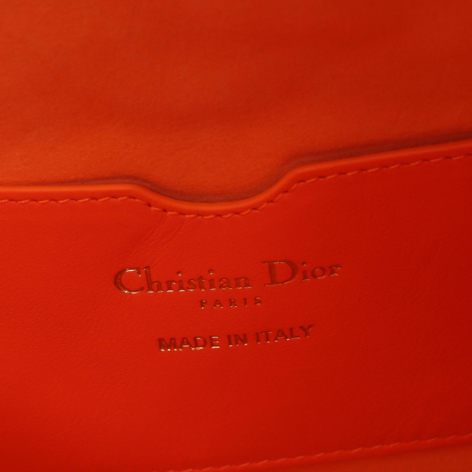 Christian Dior Dior VIBE HOBO Small Shoulder Bag Leather Women's Orange White Black