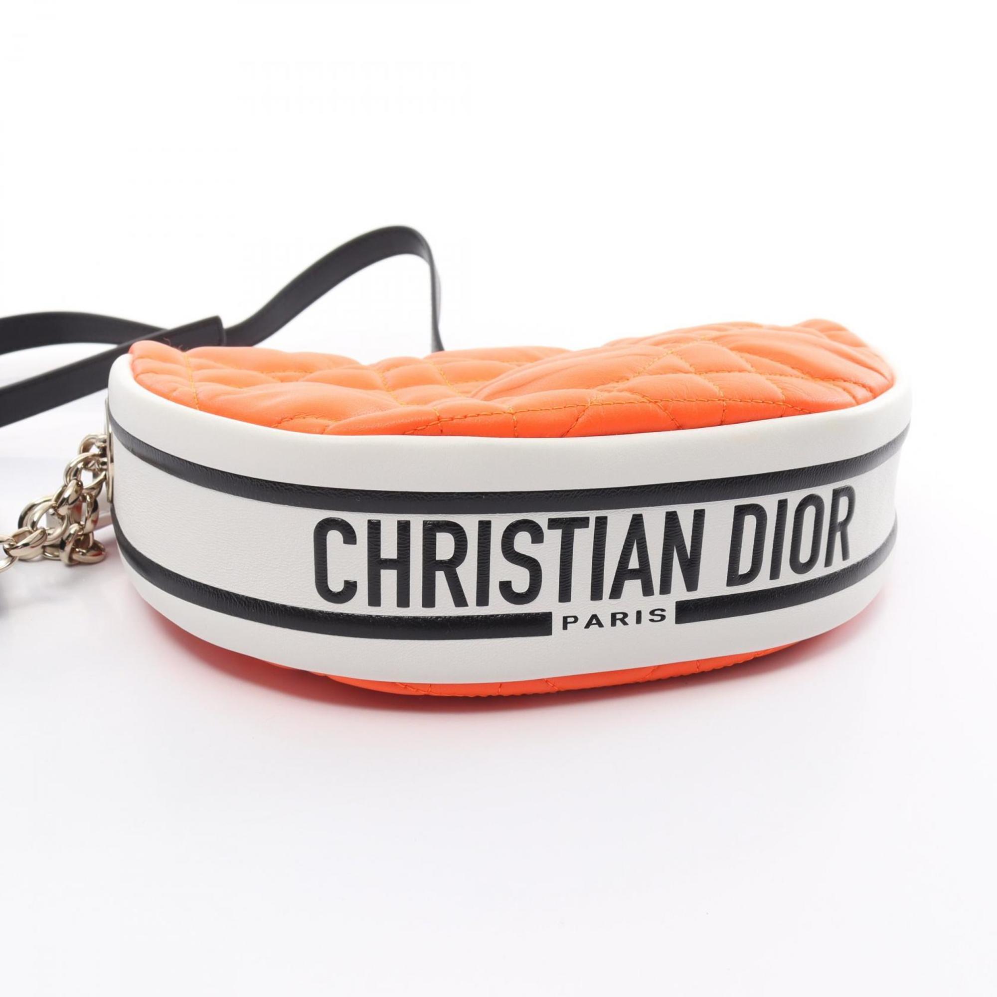 Christian Dior Dior VIBE HOBO Small Shoulder Bag Leather Women's Orange White Black