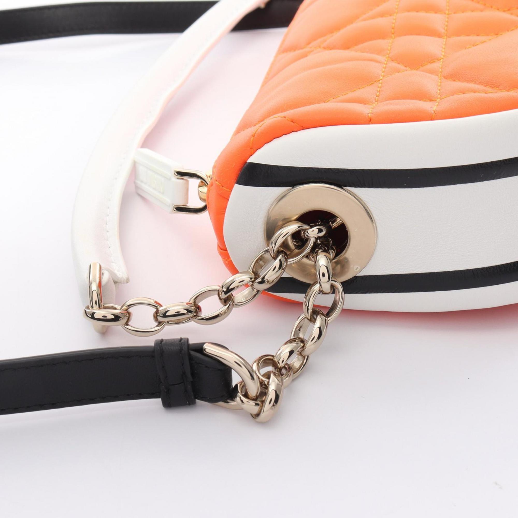 Christian Dior Dior VIBE HOBO Small Shoulder Bag Leather Women's Orange White Black