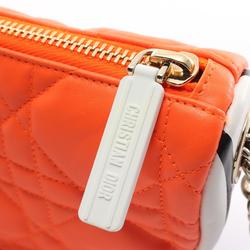 Christian Dior Dior VIBE HOBO Small Shoulder Bag Leather Women's Orange White Black