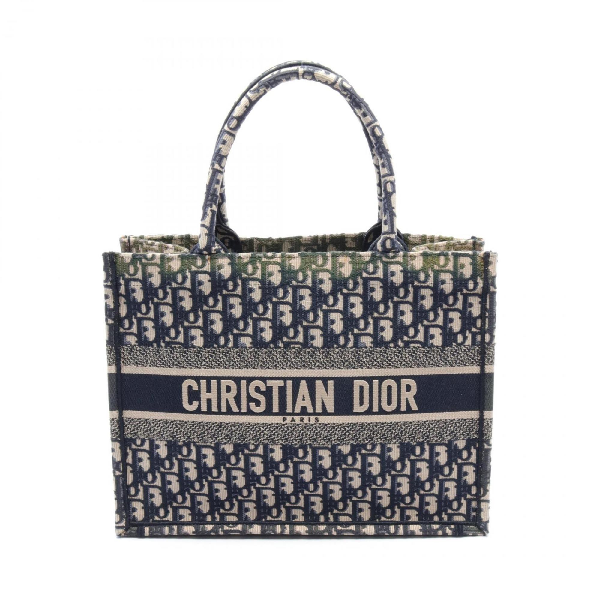 Christian Dior Dior BO TOTE Book Tote Small Bag Canvas Women's Navy White