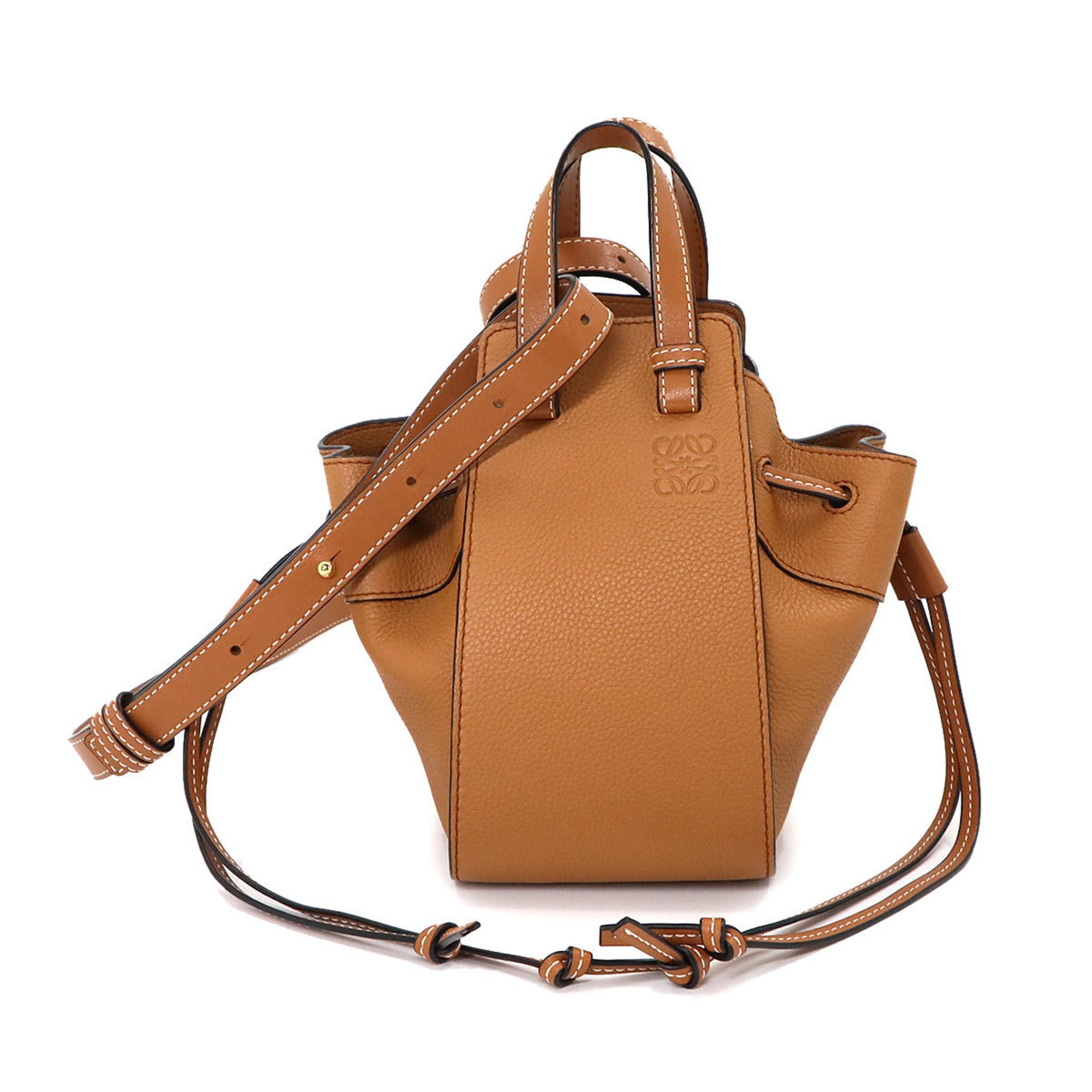 LOEWE Hammock Drawstring Mini 2way Hand Shoulder Bag Leather Tan