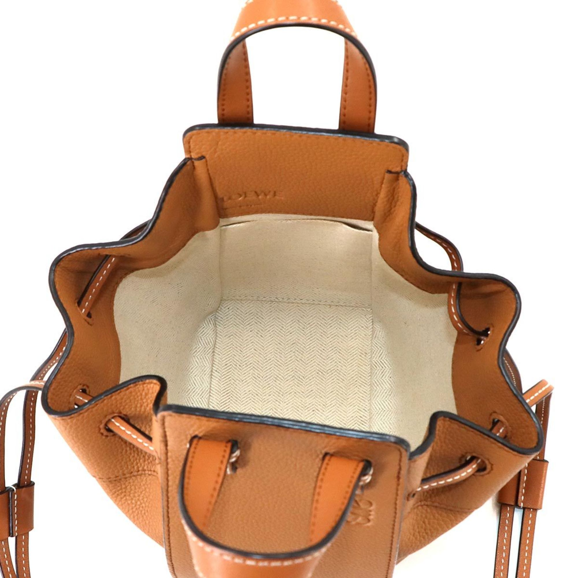 LOEWE Hammock Drawstring Mini 2way Hand Shoulder Bag Leather Tan