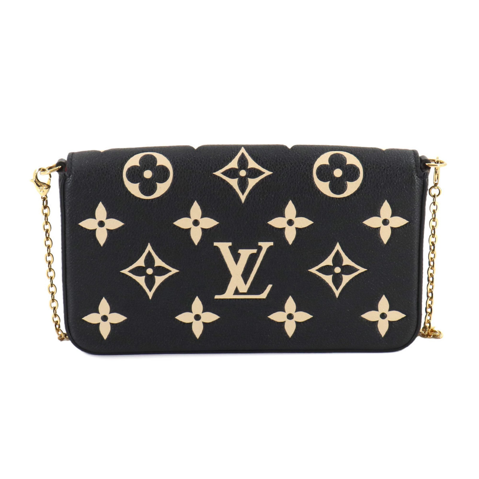 Louis Vuitton LOUIS VUITTON Monogram Empreinte Pochette Felicie Chain Wallet Leather Black Beige M80482 RFID