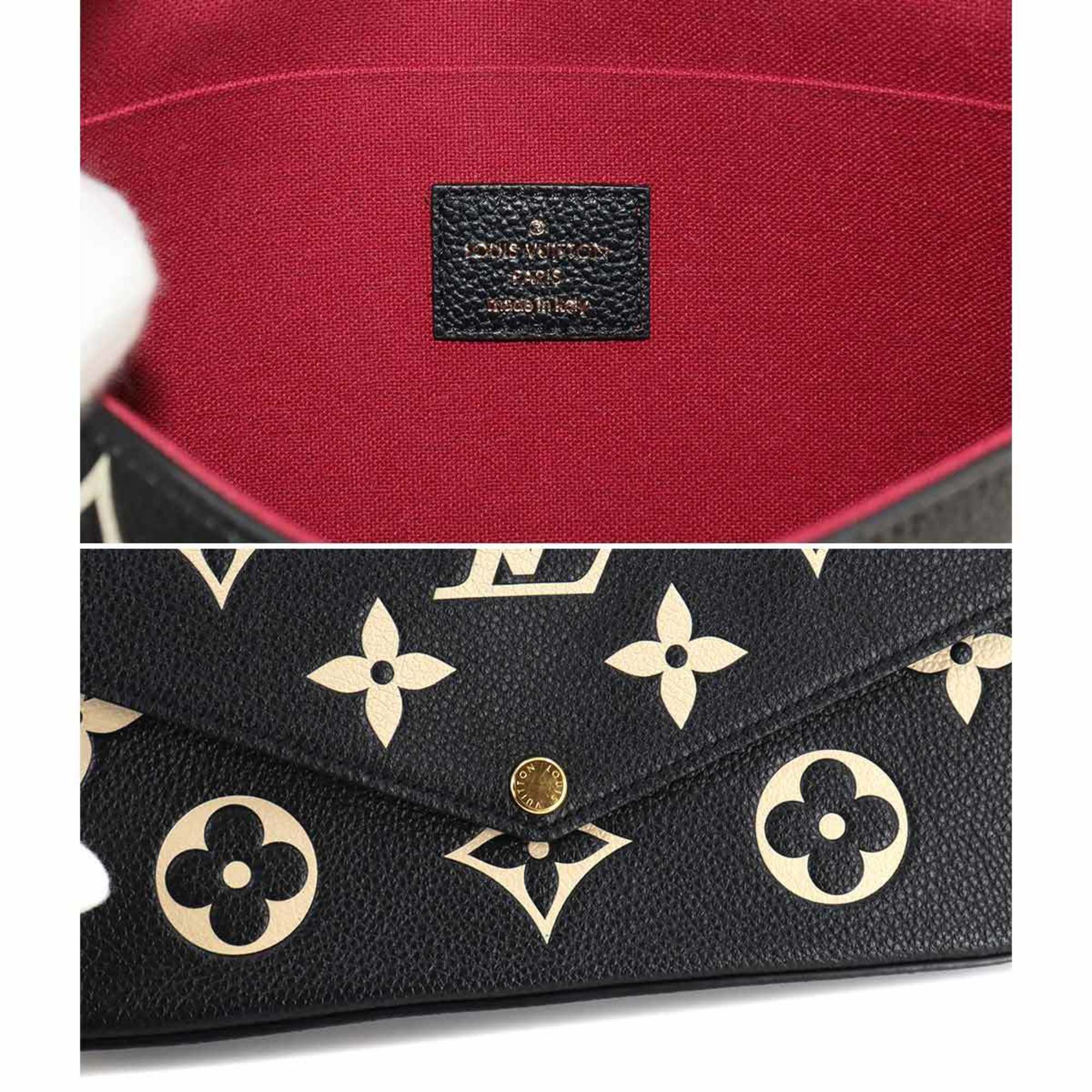 Louis Vuitton LOUIS VUITTON Monogram Empreinte Pochette Felicie Chain Wallet Leather Black Beige M80482 RFID