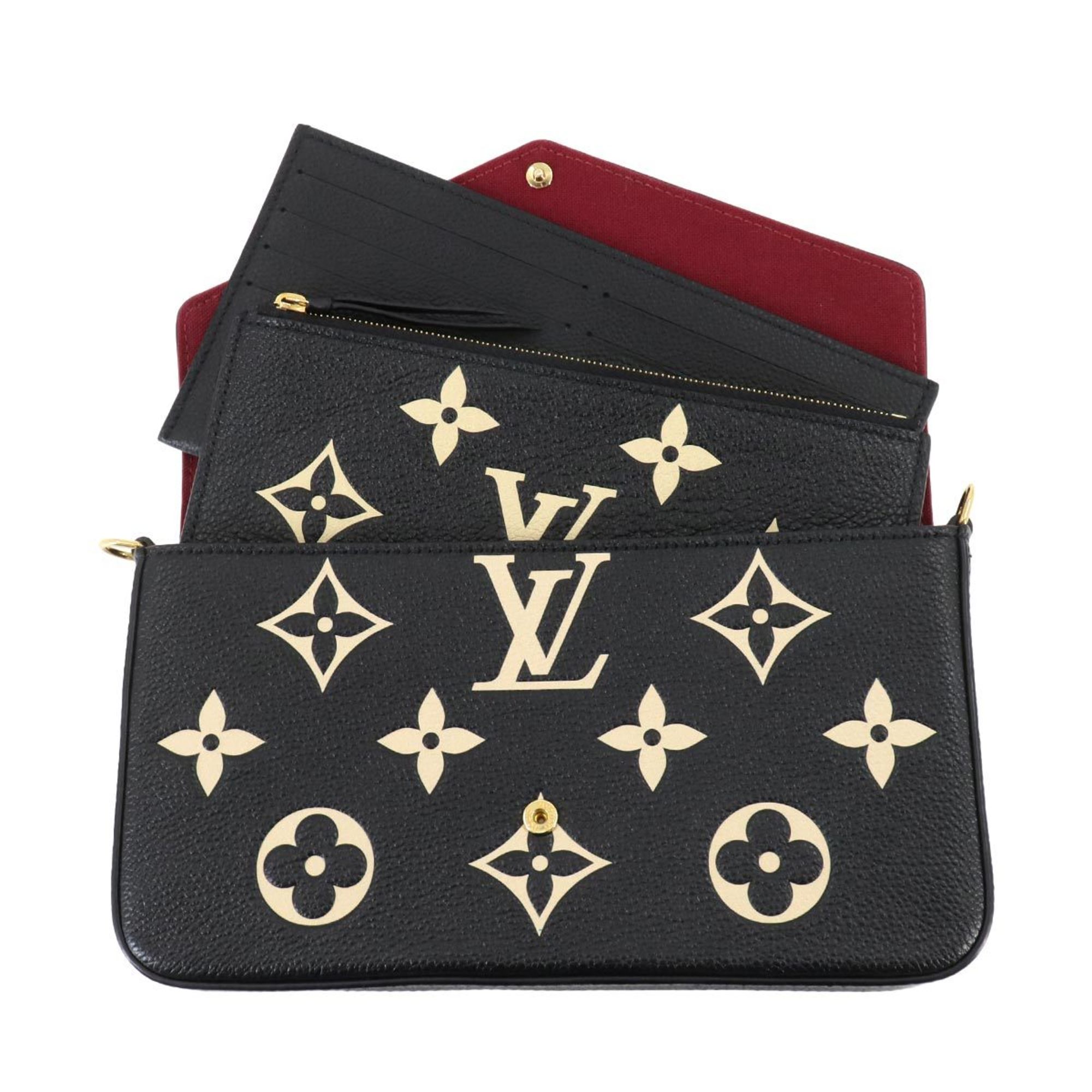 Louis Vuitton LOUIS VUITTON Monogram Empreinte Pochette Felicie Chain Wallet Leather Black Beige M80482 RFID