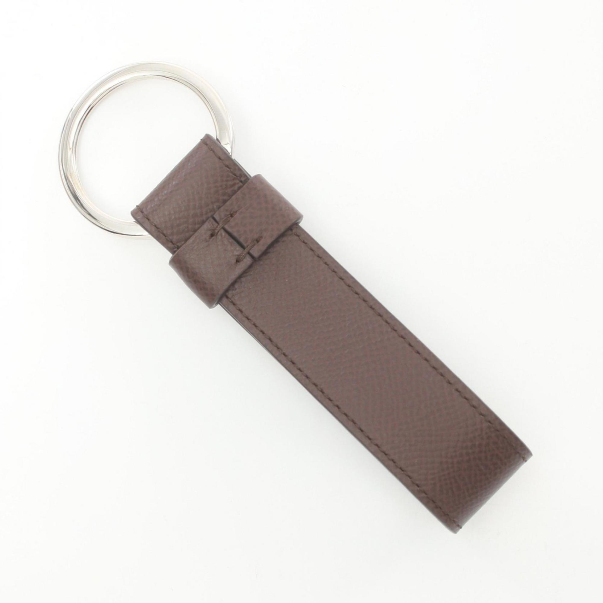 Tod's T Keychain Leather Metal Men's Brown Silver XAMTSIGA200F3KS804