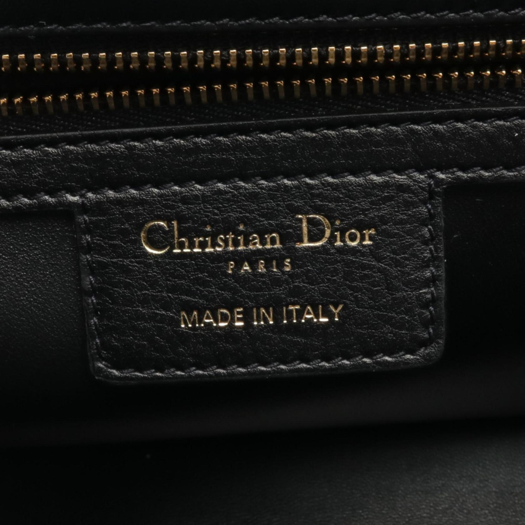 Christian Dior Dior CARO Large Cannage Shoulder Bag Leather Women's Black M9243UWHC900