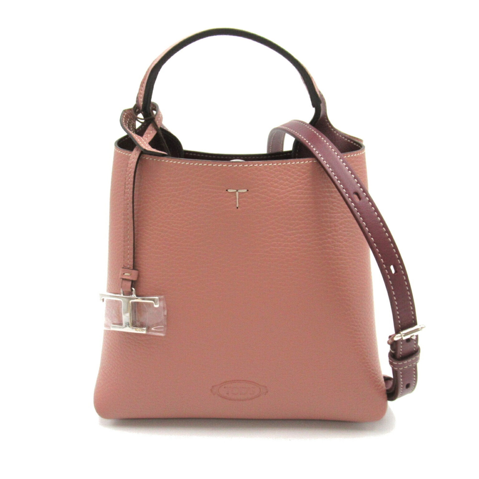 Tod's 2-way shoulder bag, leather, women's, pink, bordeaux, XBWAPAA9100QNK7O99