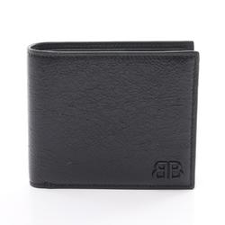 BALENCIAGA Monaco Square Folded Wallet, Bi-fold Leather, Men's, Black, 7665692AAS81000