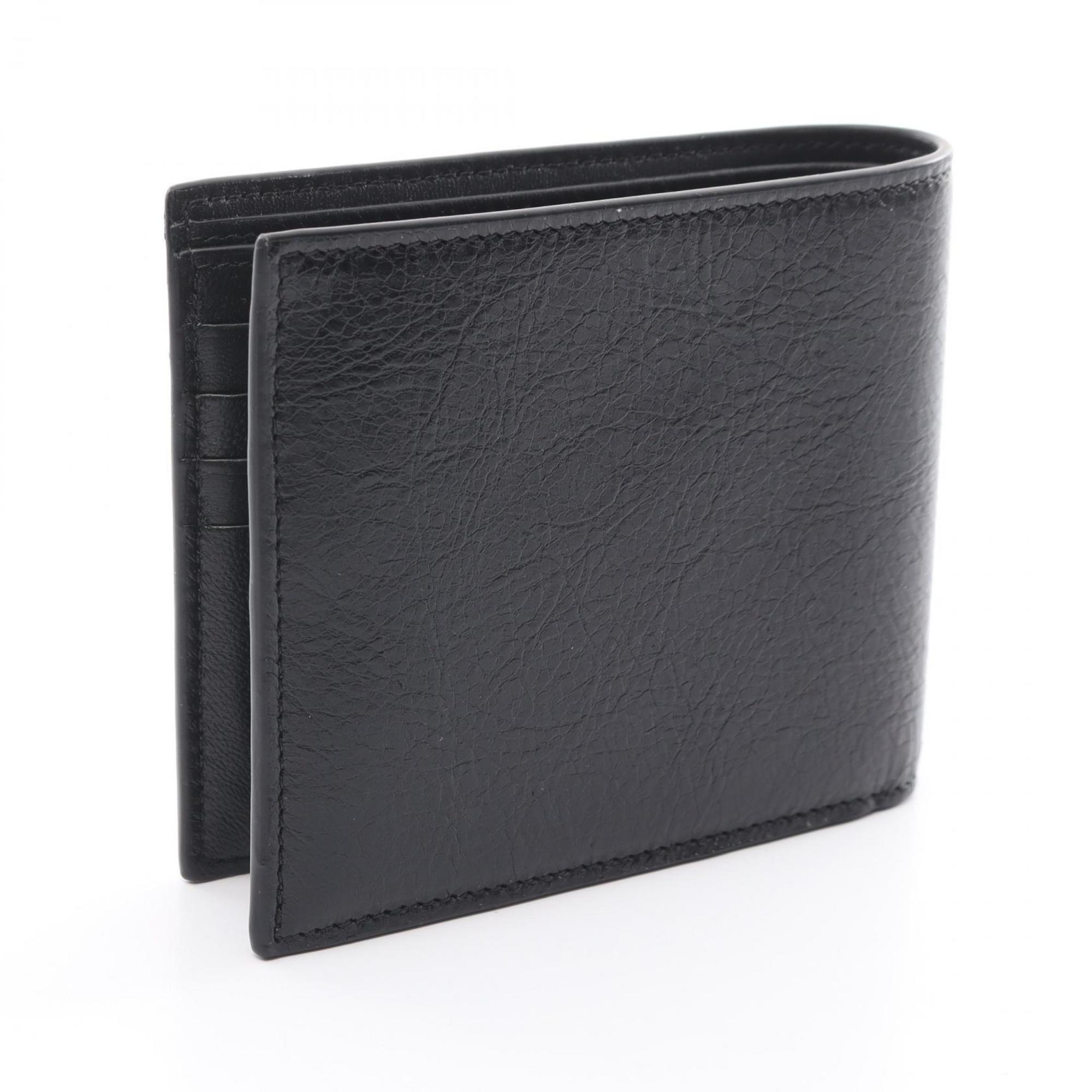 BALENCIAGA Monaco Square Folded Wallet, Bi-fold Leather, Men's, Black, 7665692AAS81000