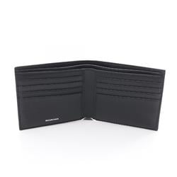 BALENCIAGA Monaco Square Folded Wallet, Bi-fold Leather, Men's, Black, 7665692AAS81000