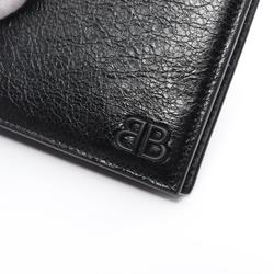 BALENCIAGA Monaco Square Folded Wallet, Bi-fold Leather, Men's, Black, 7665692AAS81000