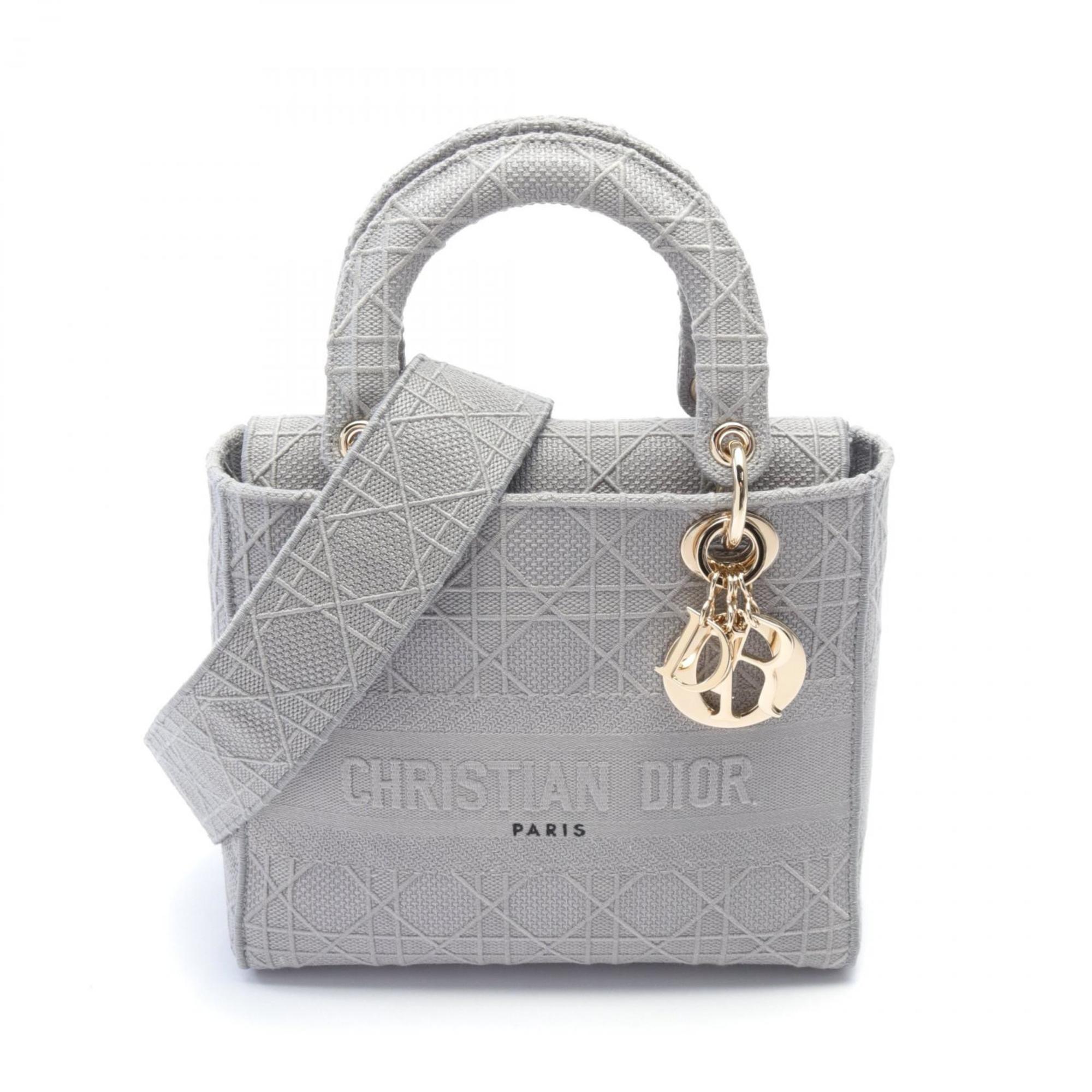 Christian Dior Dior LADY D-LITE Medium Bag Handbag Canvas Women's Gray M0565OREY950