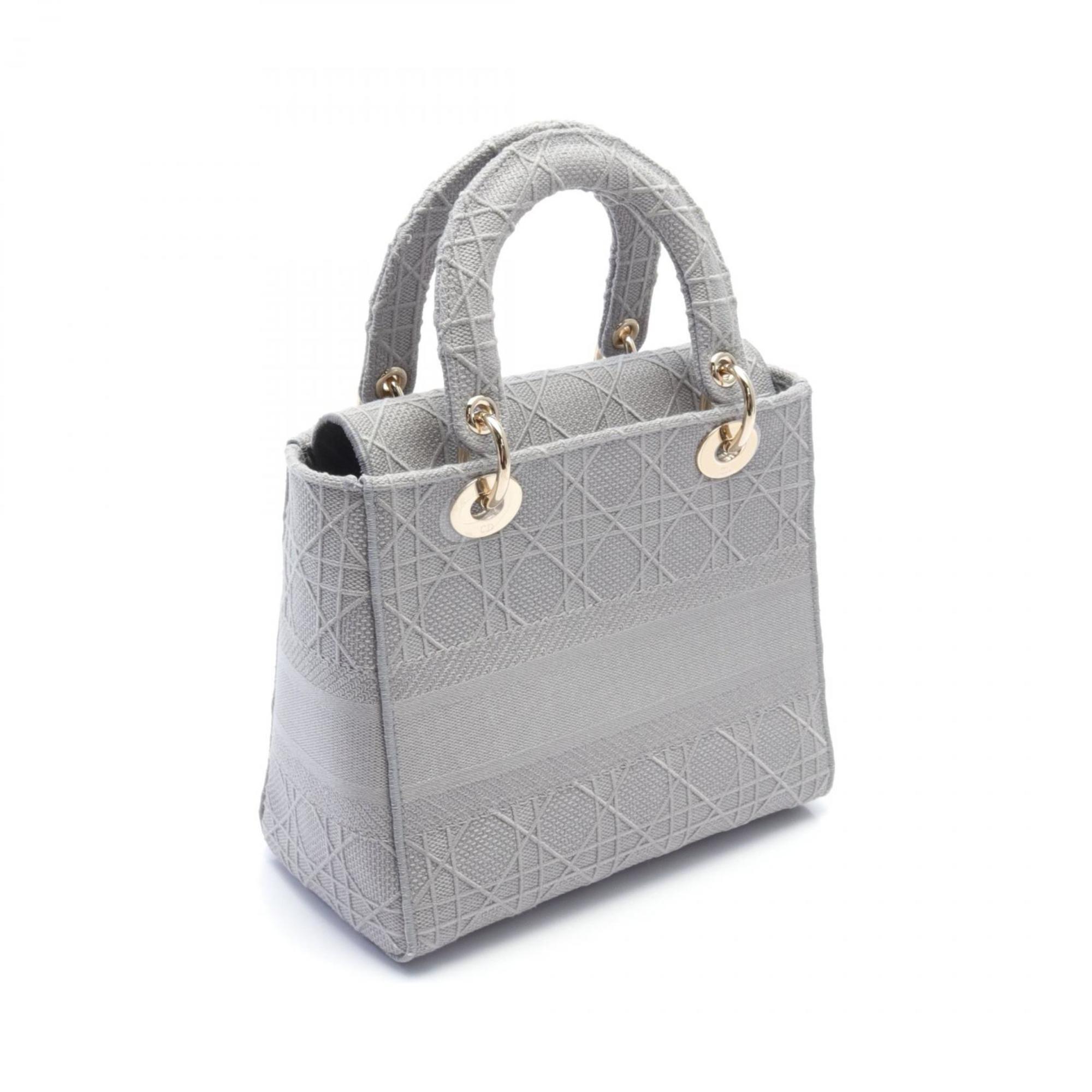 Christian Dior Dior LADY D-LITE Medium Bag Handbag Canvas Women's Gray M0565OREY950