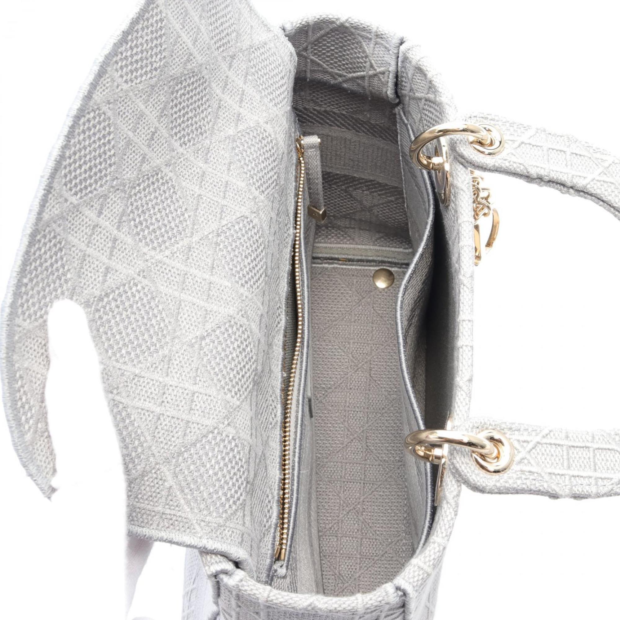 Christian Dior Dior LADY D-LITE Medium Bag Handbag Canvas Women's Gray M0565OREY950