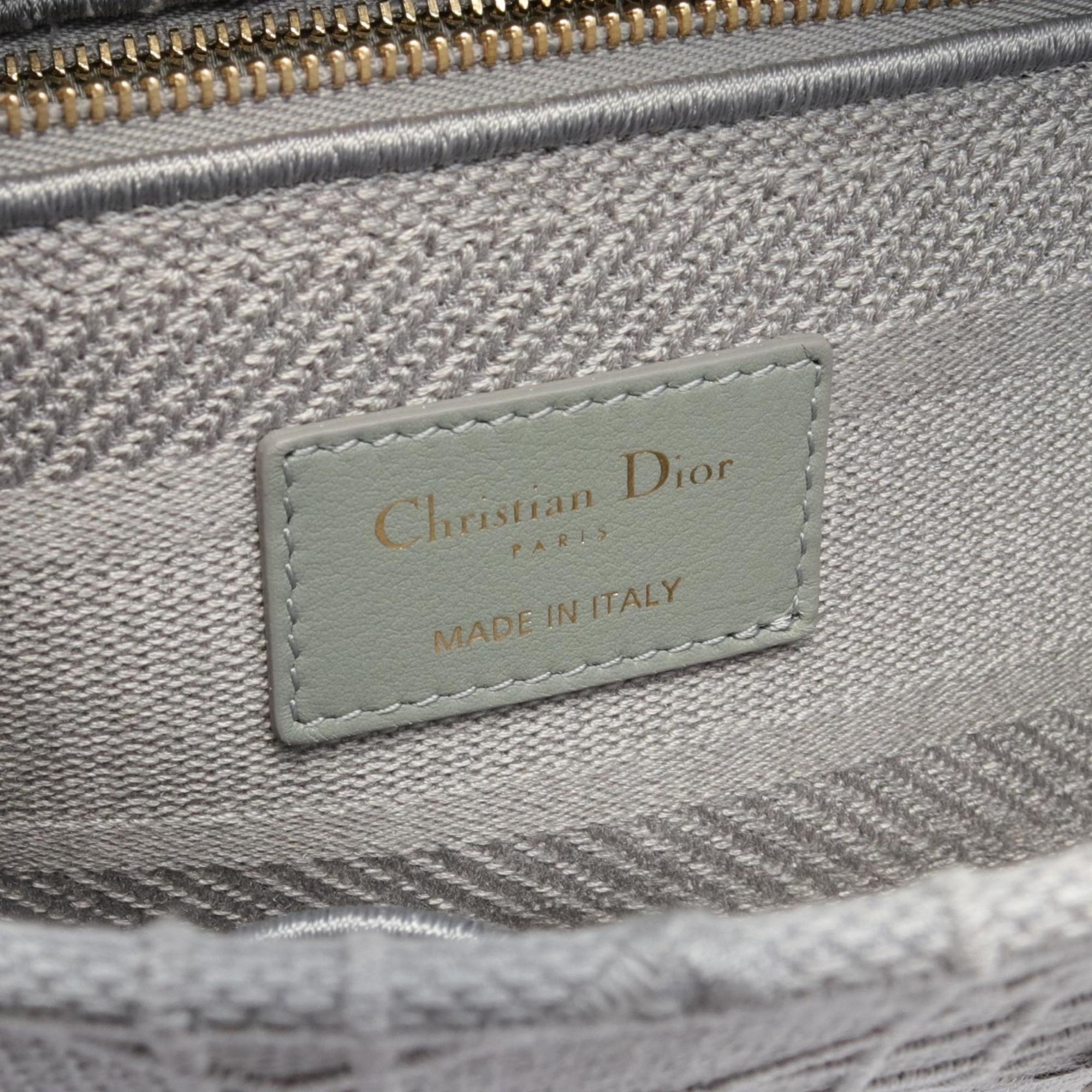 Christian Dior Dior LADY D-LITE Medium Bag Handbag Canvas Women's Gray M0565OREY950