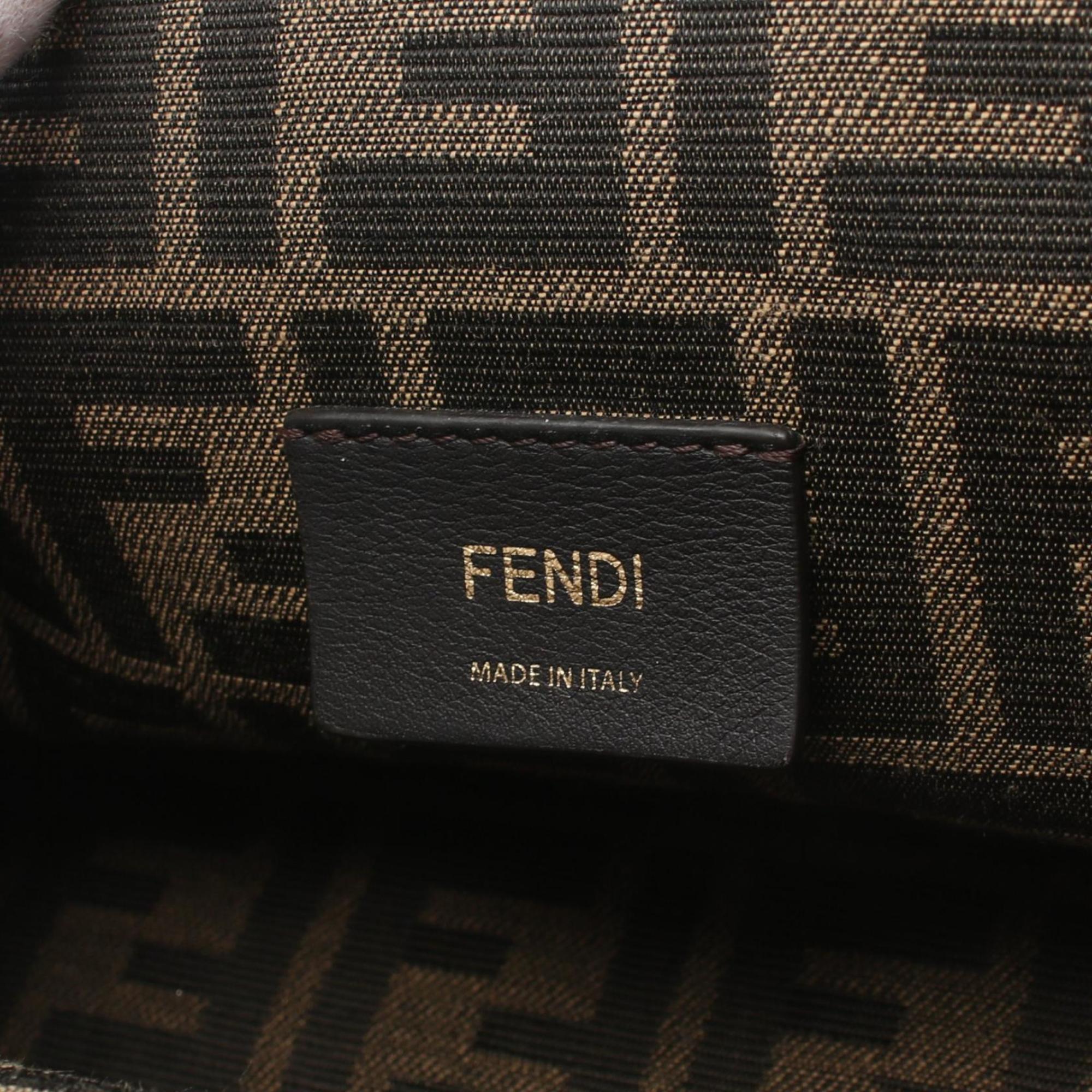 FENDI First Small Shoulder Bag Leather Women's Black 8BP129