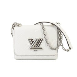 Louis Vuitton Epi Twist MINI Chain Shoulder Bag Leather Blanc M56118 RFID Silver Hardware