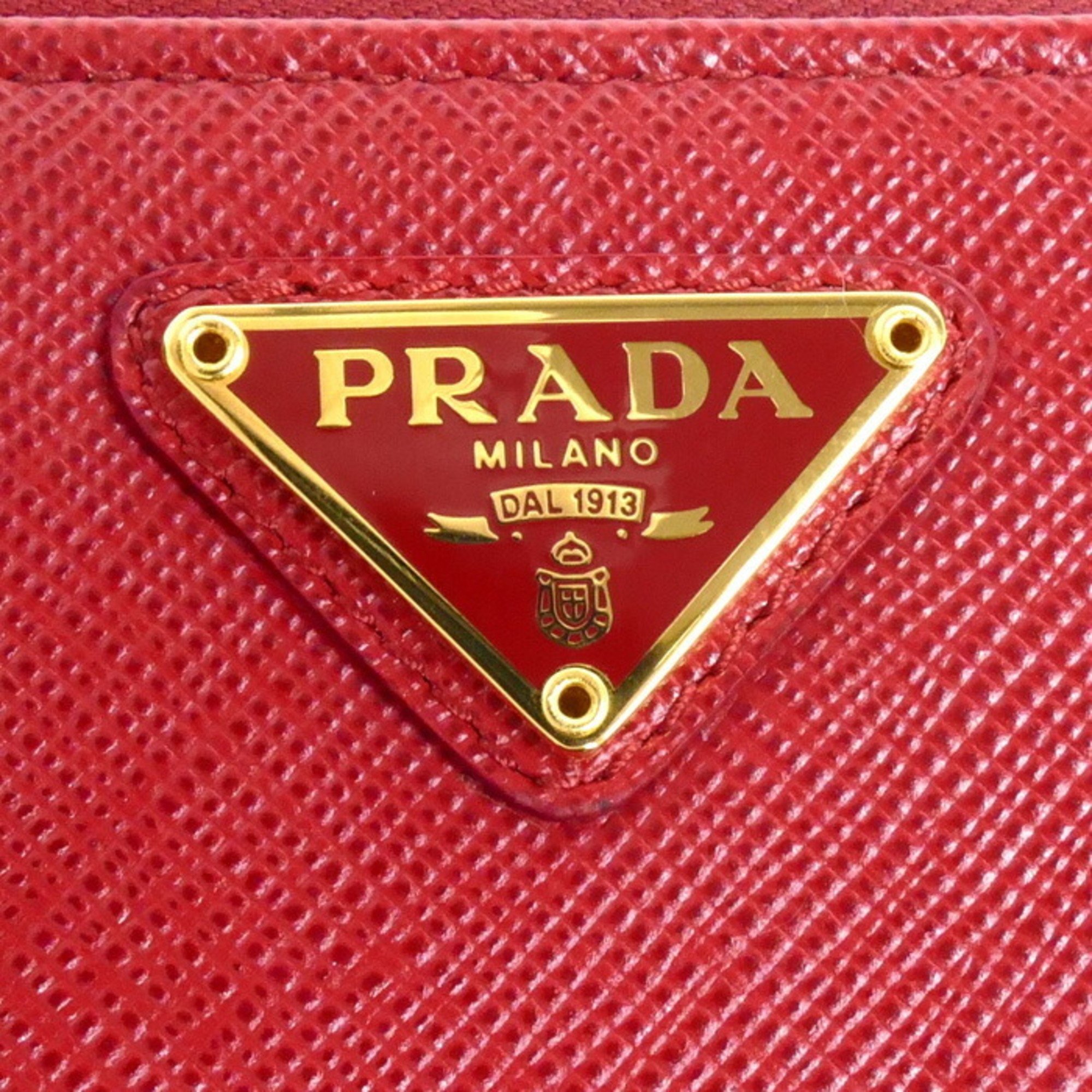 PRADA Prada Saffiano Triangle Bi-fold Wallet Red 1ML036 QHH F068Z Women's