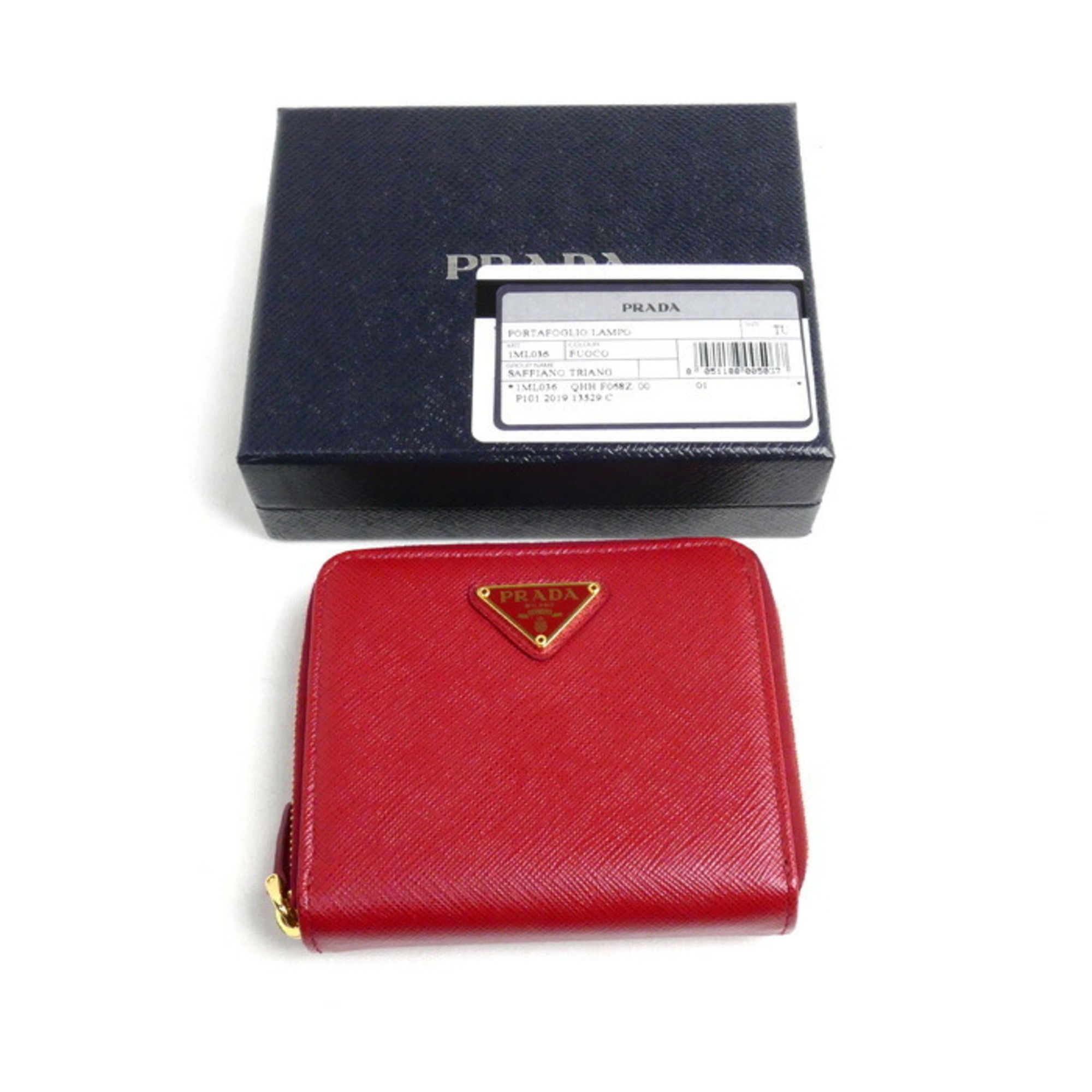 PRADA Prada Saffiano Triangle Bi-fold Wallet Red 1ML036 QHH F068Z Women's