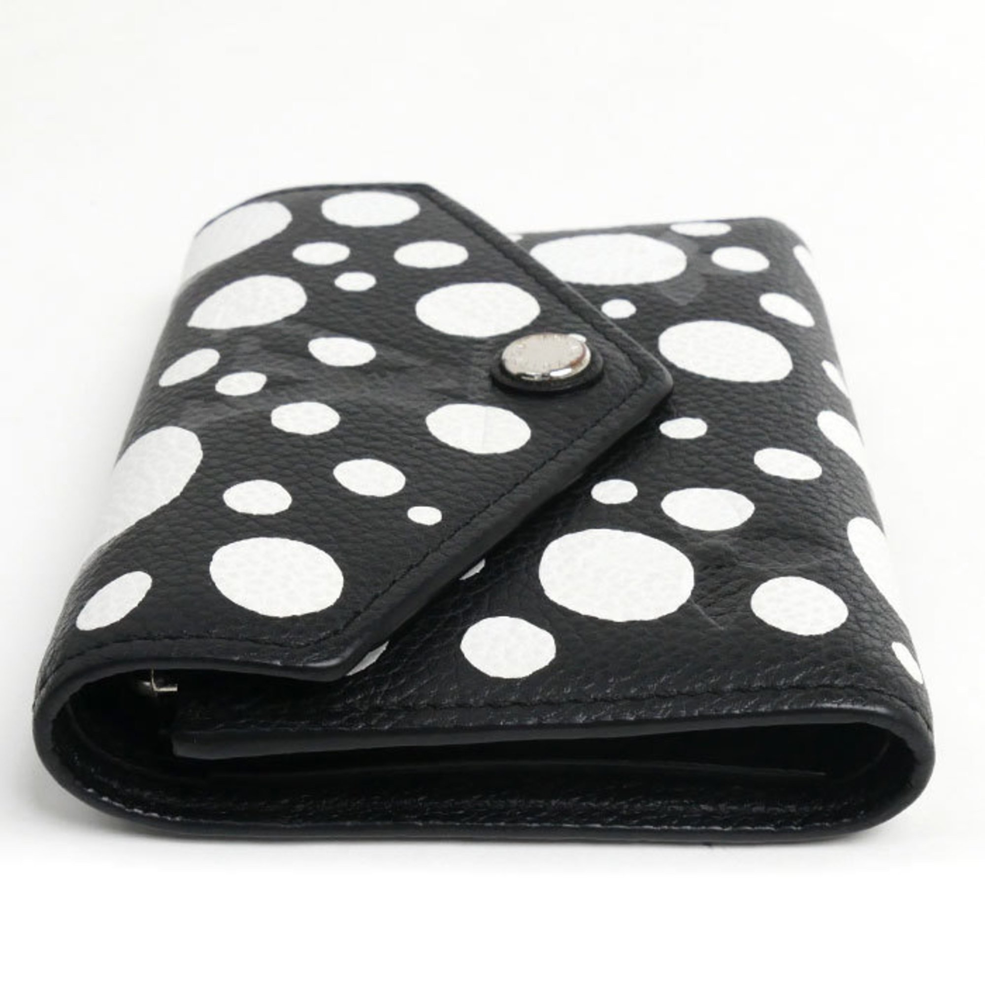 LOUIS VUITTON LV×YK Portefeuille Victorine Tri-fold Wallet Monogram Empreinte Yayoi Kusama Black Noir M82105 Women's