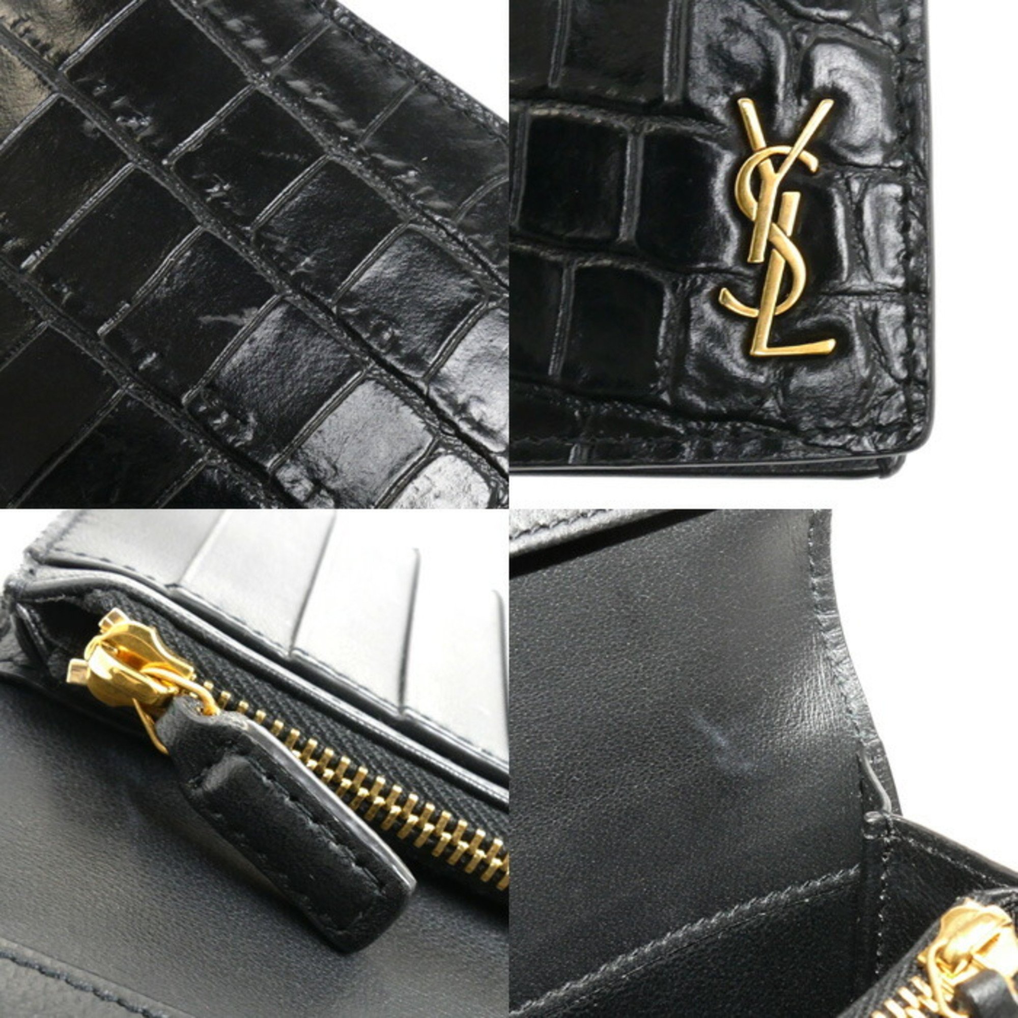 Yves Saint Laurent SAINT LAURENT PARIS Saint Laurent Paris Tiny Cassandra Continental Long Wallet Black 607746 Men's