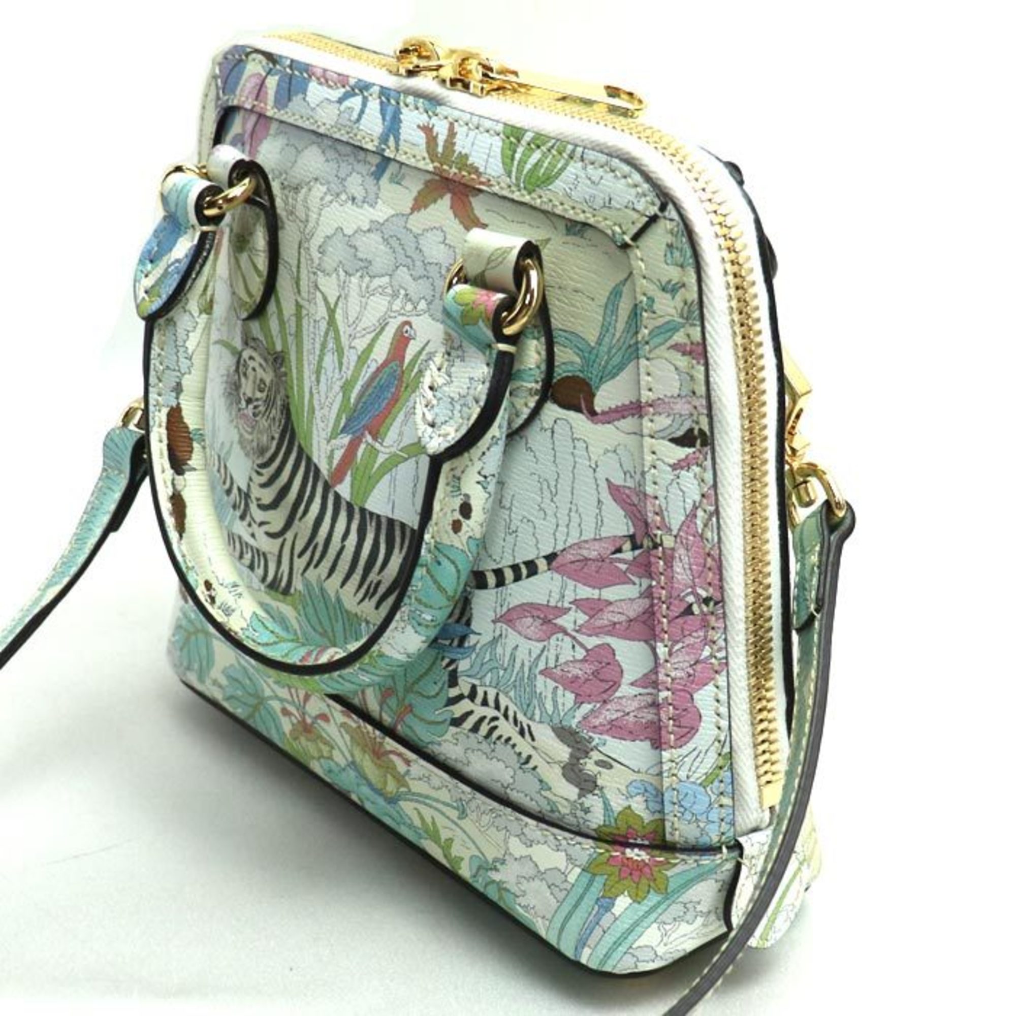 GUCCI Horsebit 1955 Tiger 2-Way Shoulder Bag White Multicolor 677212 Women's