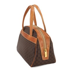 CELINE Macadam Pattern Handbag Leather Brown Gold Hardware Bag