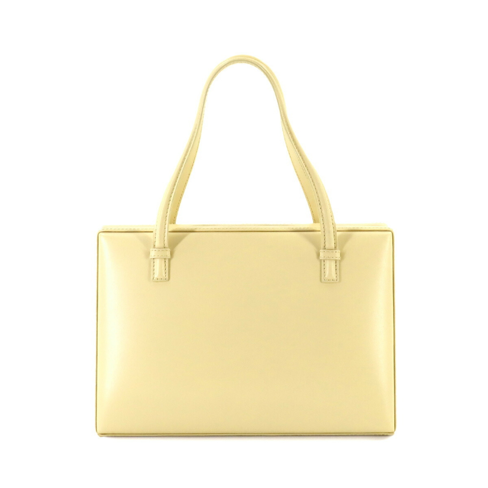 LOEWE Handbag Leather Light Yellow Gold Metal Fittings Square Hand Bag