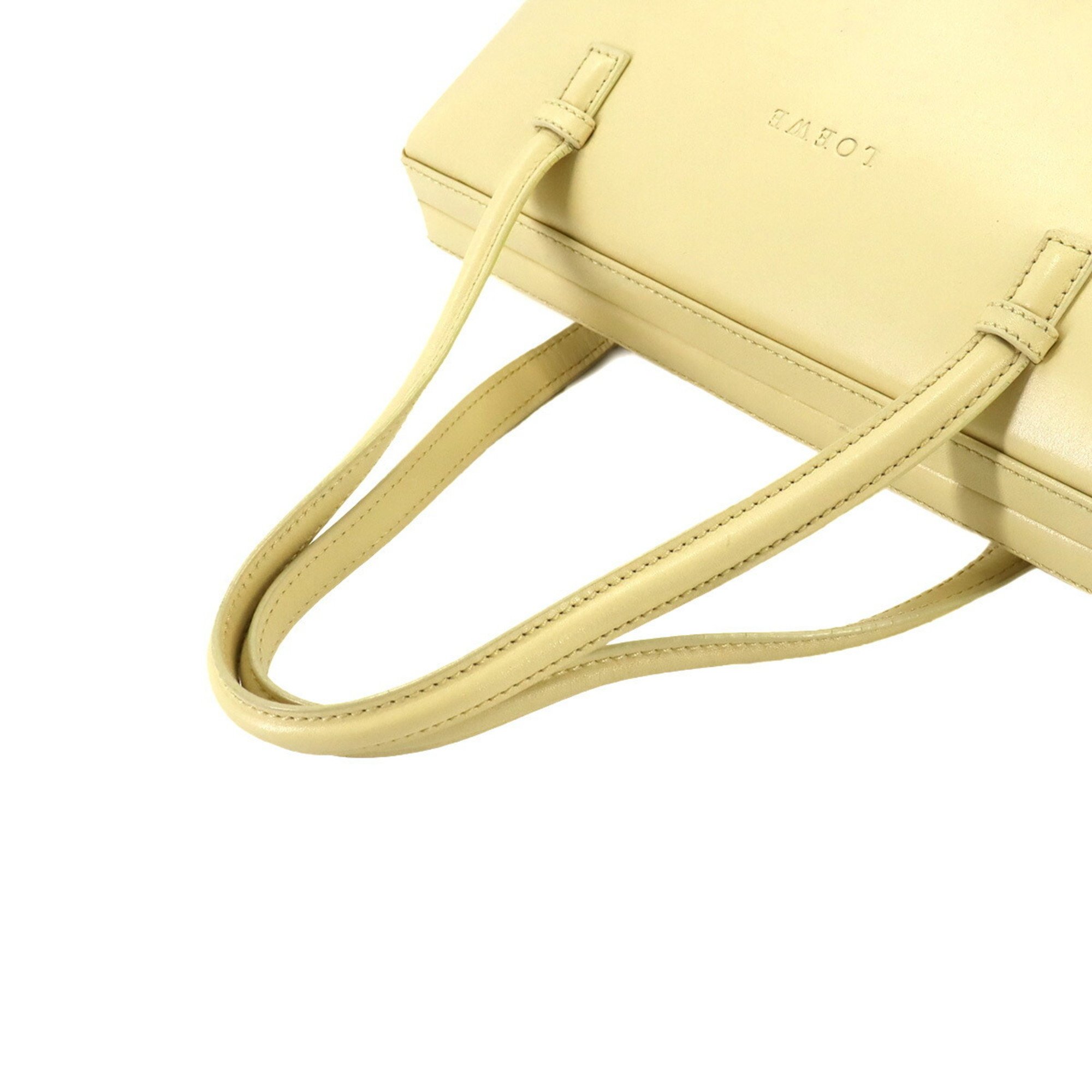 LOEWE Handbag Leather Light Yellow Gold Metal Fittings Square Hand Bag