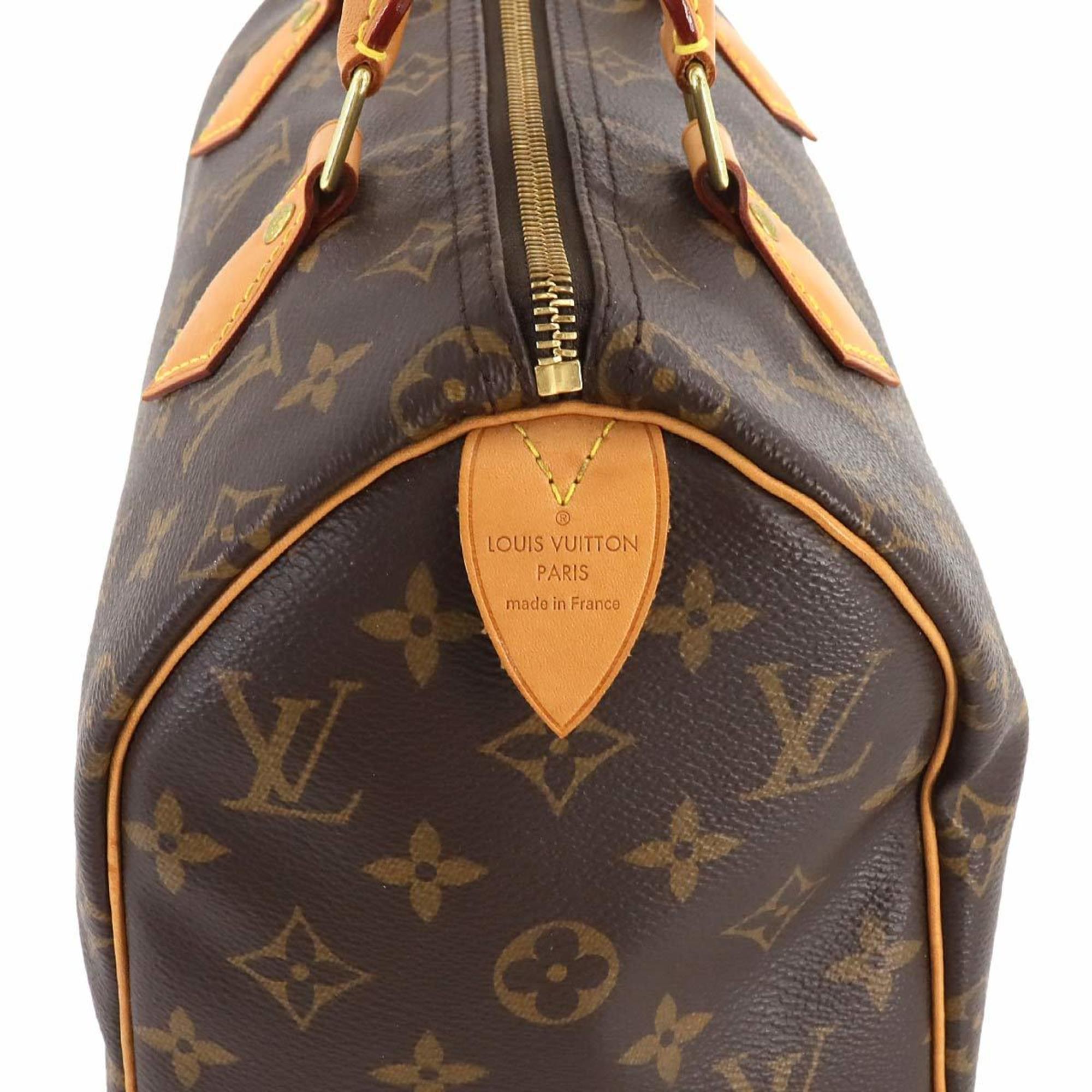 Louis Vuitton Monogram Speedy 25 Handbag Brown M41109 RFID Gold Hardware