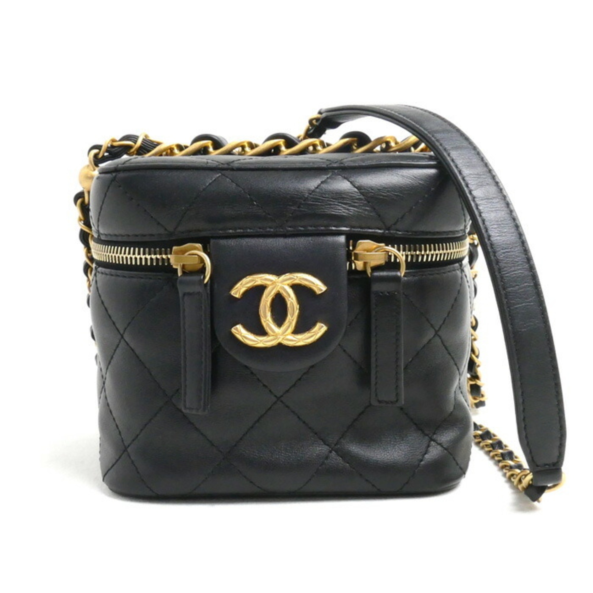 CHANEL Chanel Matelasse Small Vanity Chain Shoulder Bag Black AS3228 Women's