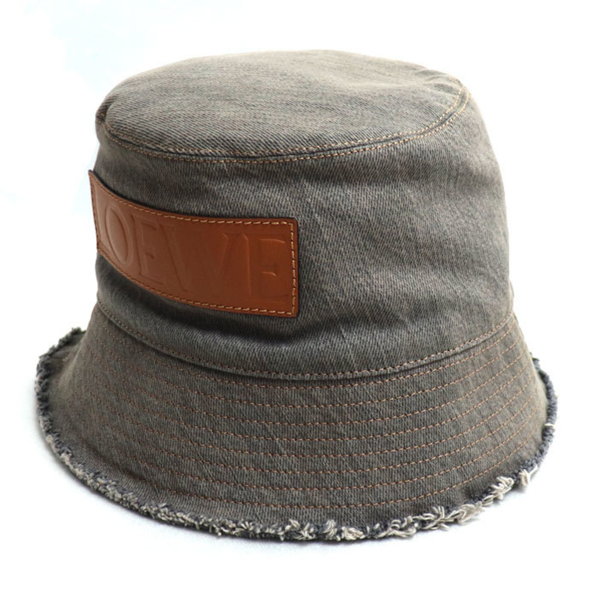 LOEWE Bucket Hat (Denim Calf) Brown Gray K820HB1X20 57 Unisex