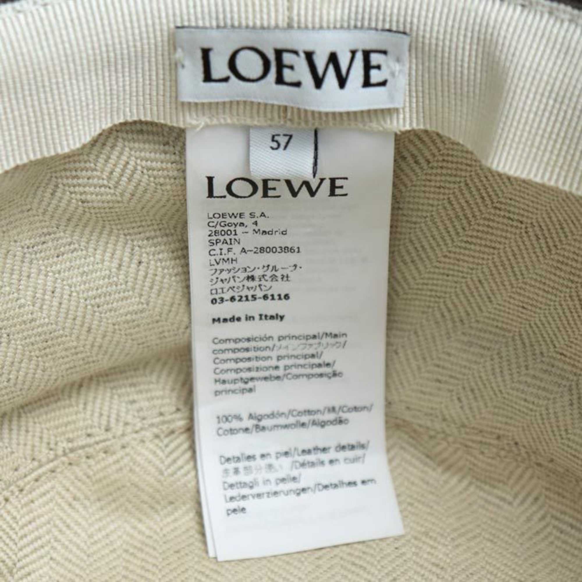 LOEWE Bucket Hat (Denim Calf) Brown Gray K820HB1X20 57 Unisex