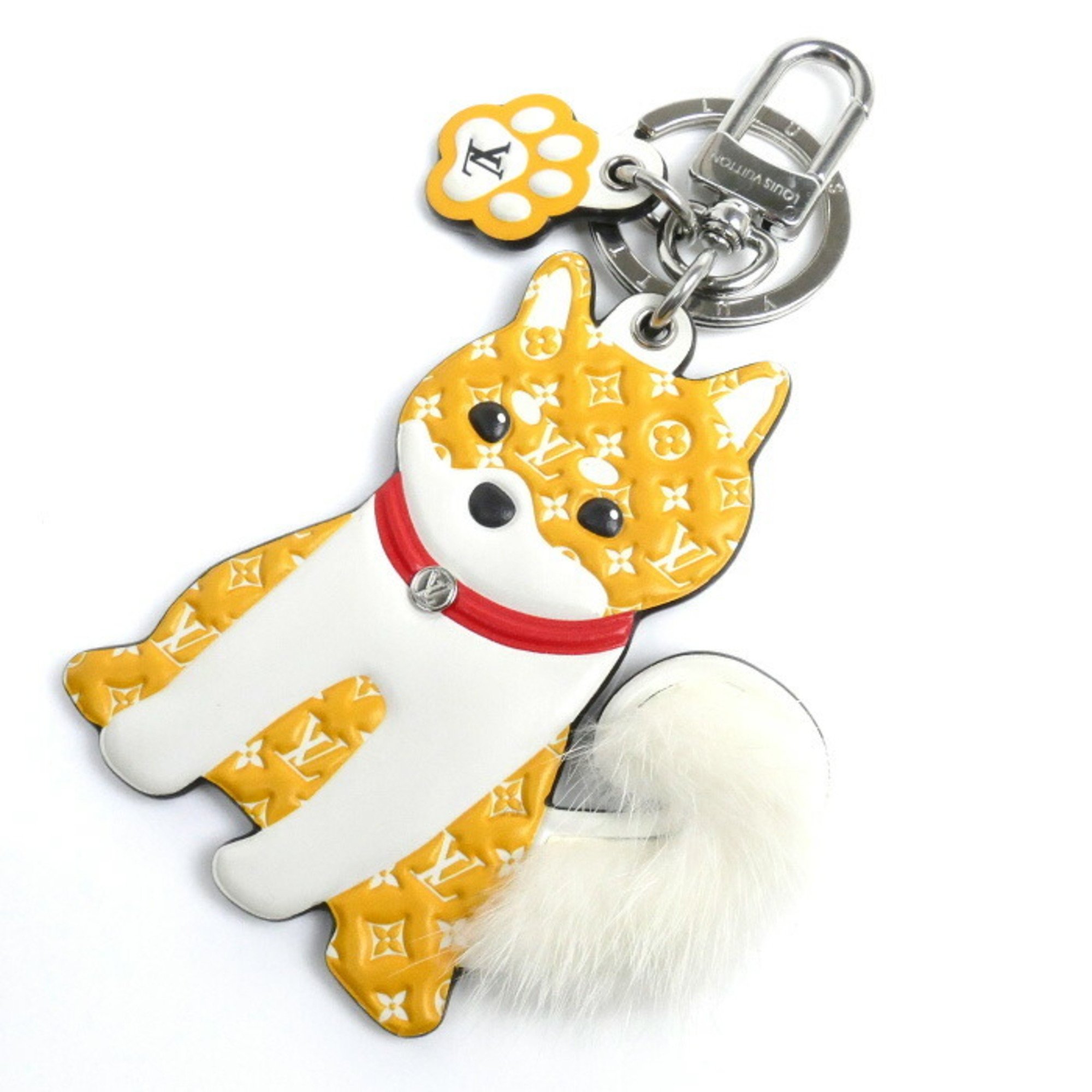 LOUIS VUITTON Louis Vuitton Porte Cle LV Shiba Inu Keychain Monogram Brown Orange MARRON M01199 Unisex